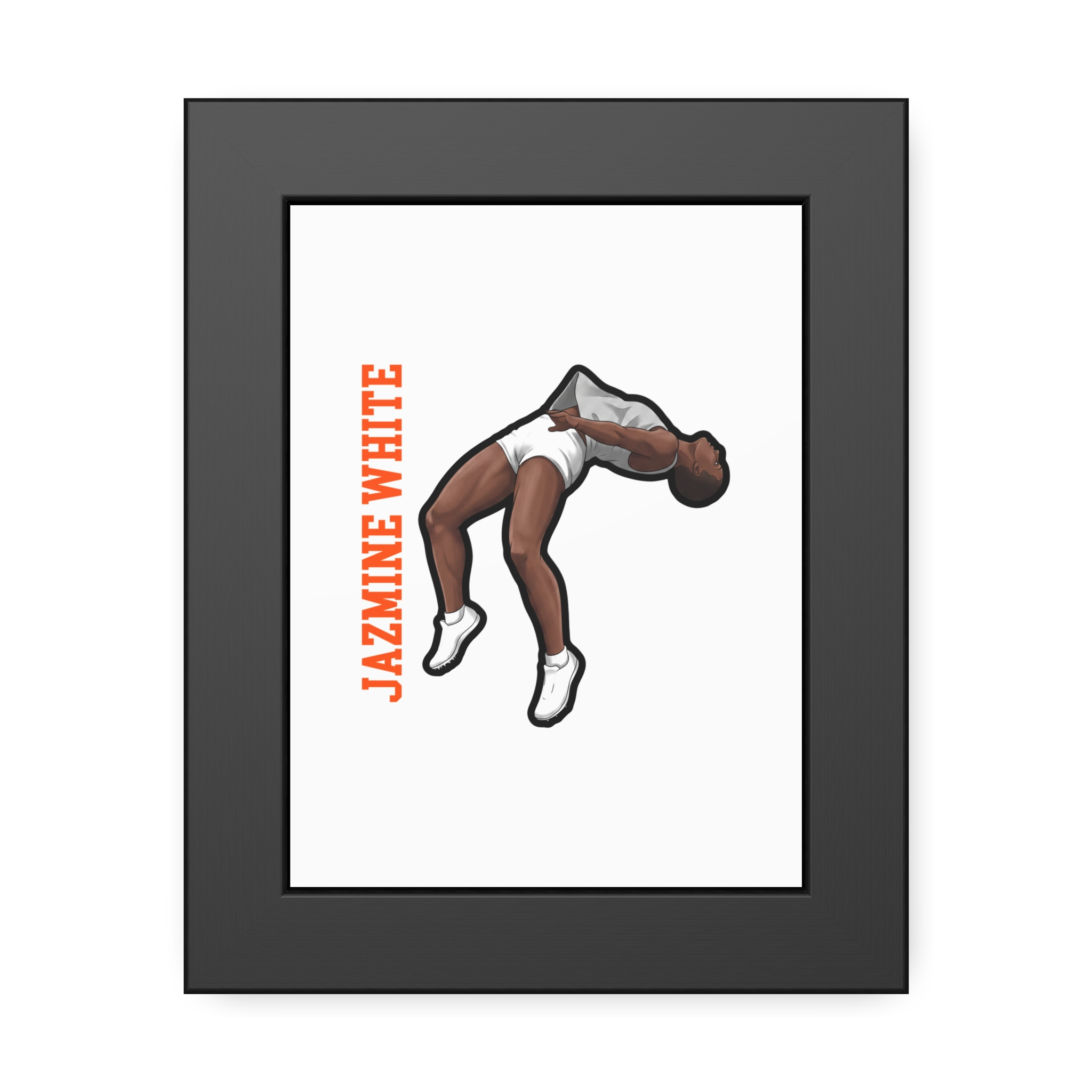 Framed Poster — character_name_vertical in Black