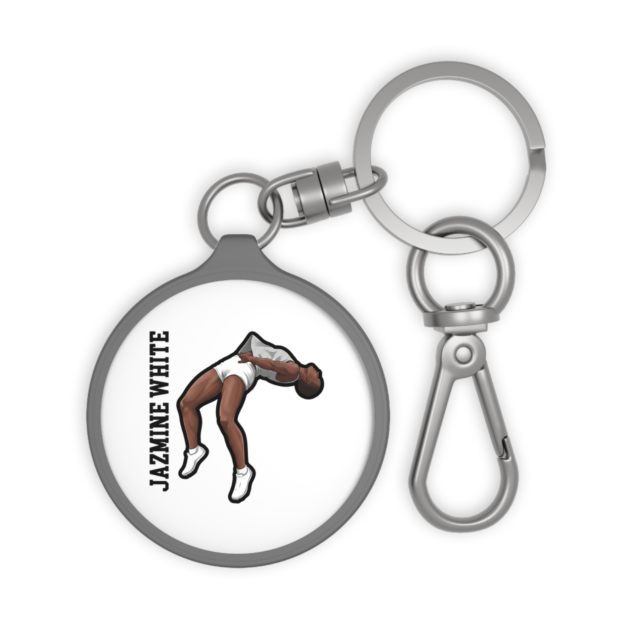 Keychain — character_name_vertical in Grey