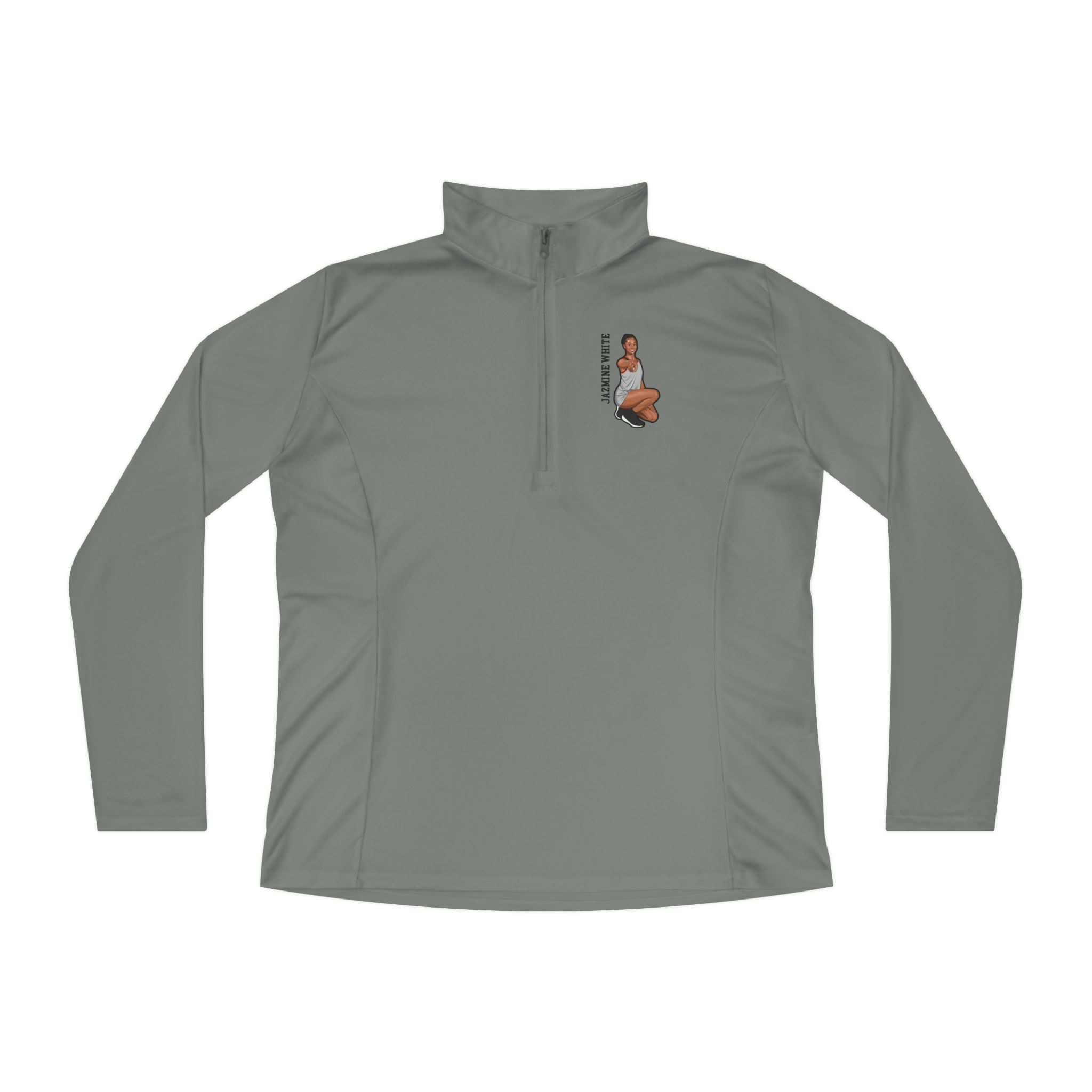 Women's Q-Zip Pullover — character_name_vertical in Grey