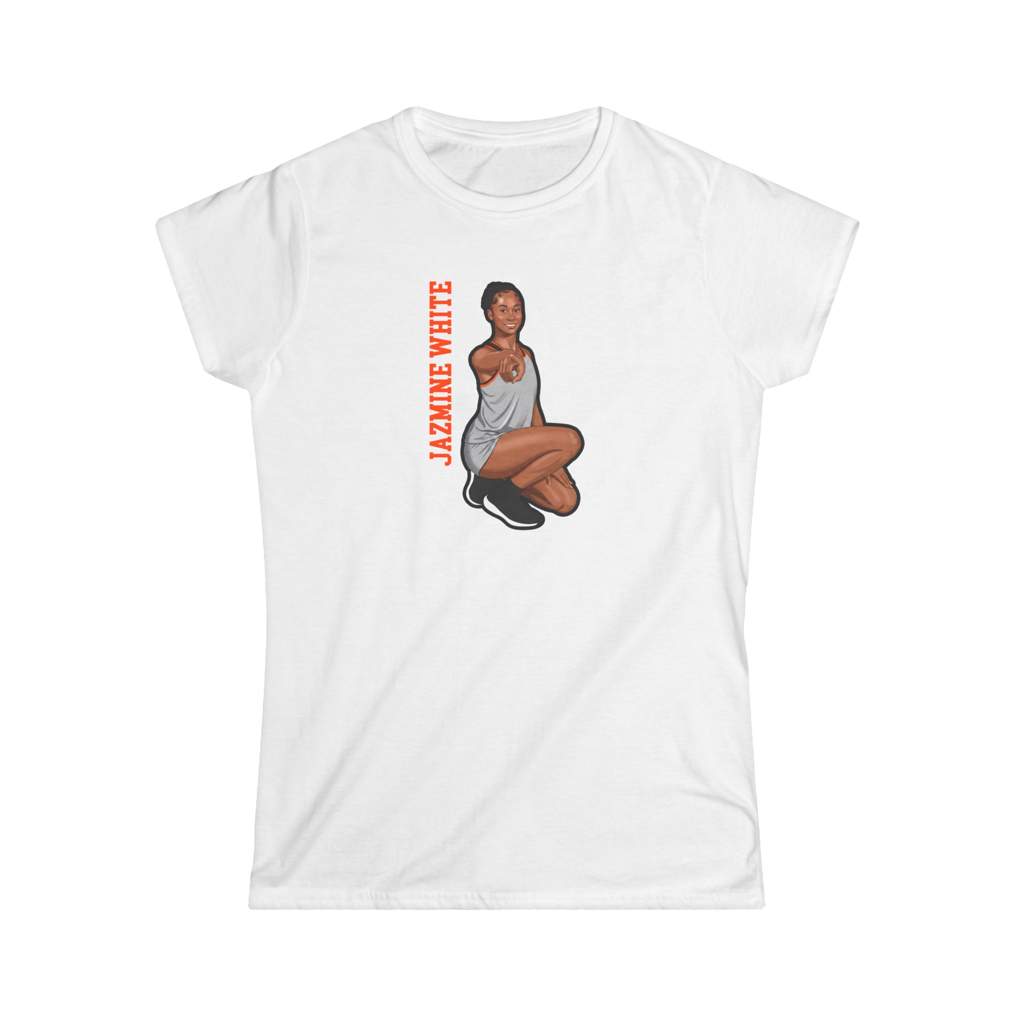 Women's Softstyle Tee — character_name_vertical in White