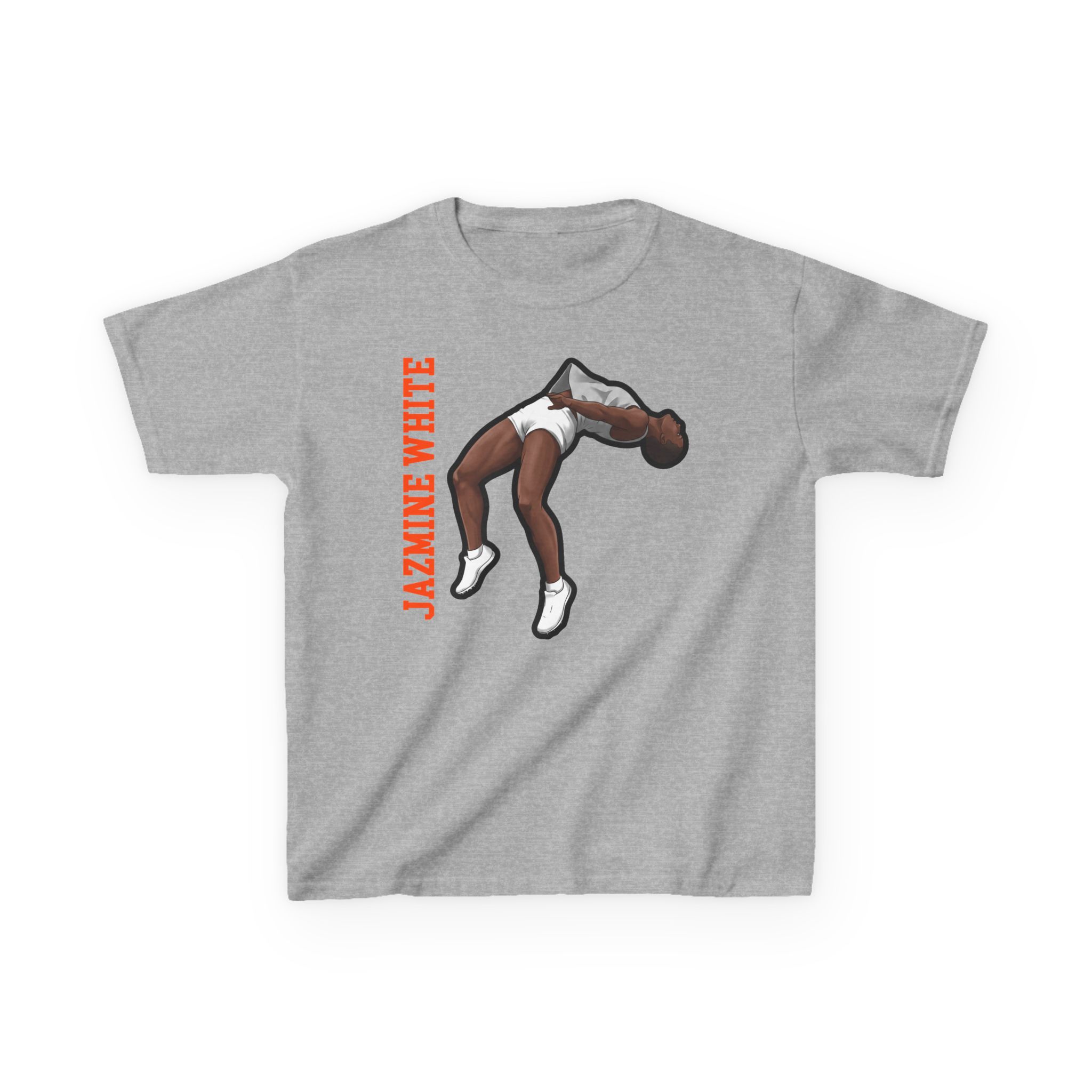 Youth Tee — character_name_vertical in Grey