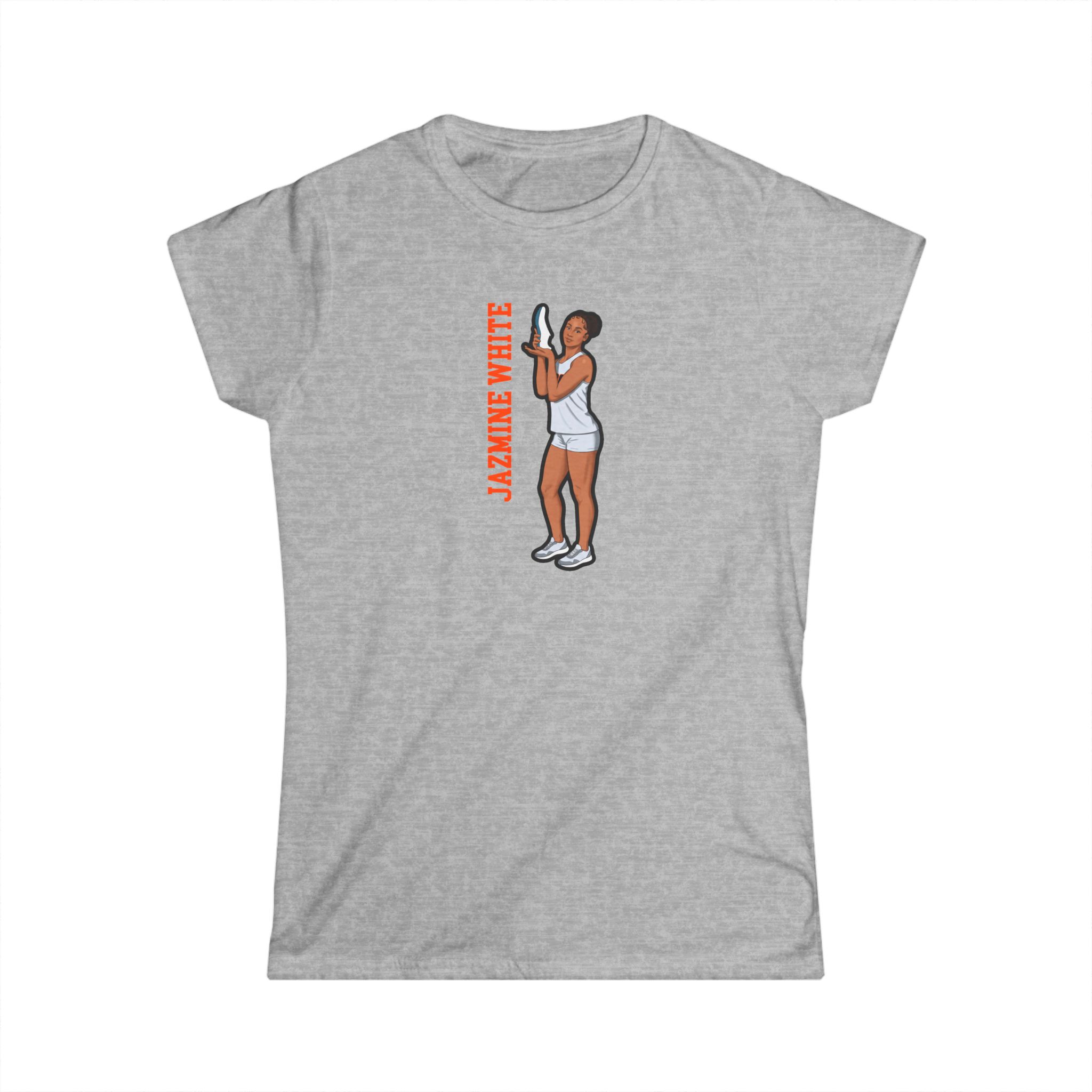 Women's Softstyle Tee — character_name_vertical in Grey