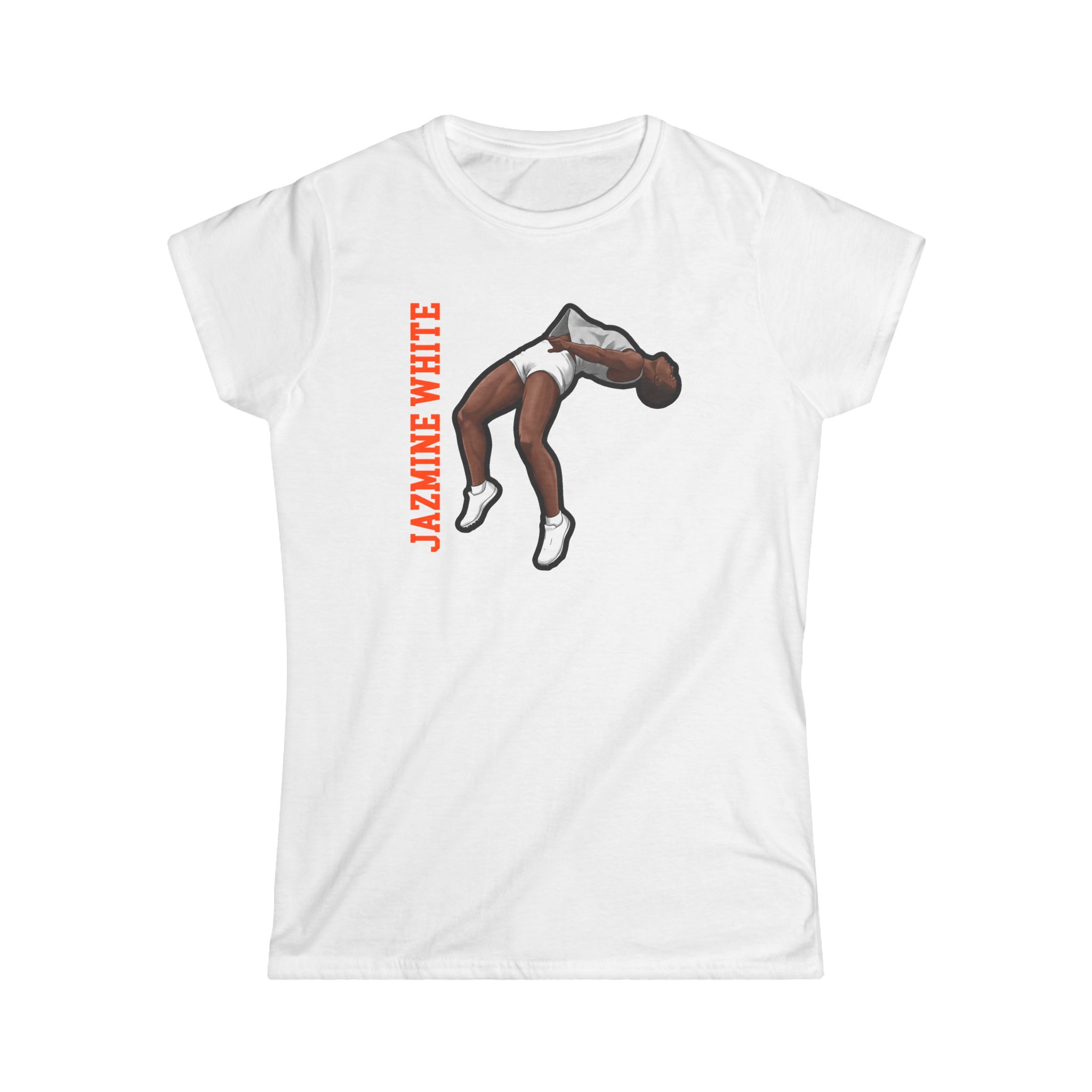 Women's Softstyle Tee — character_name_vertical in White