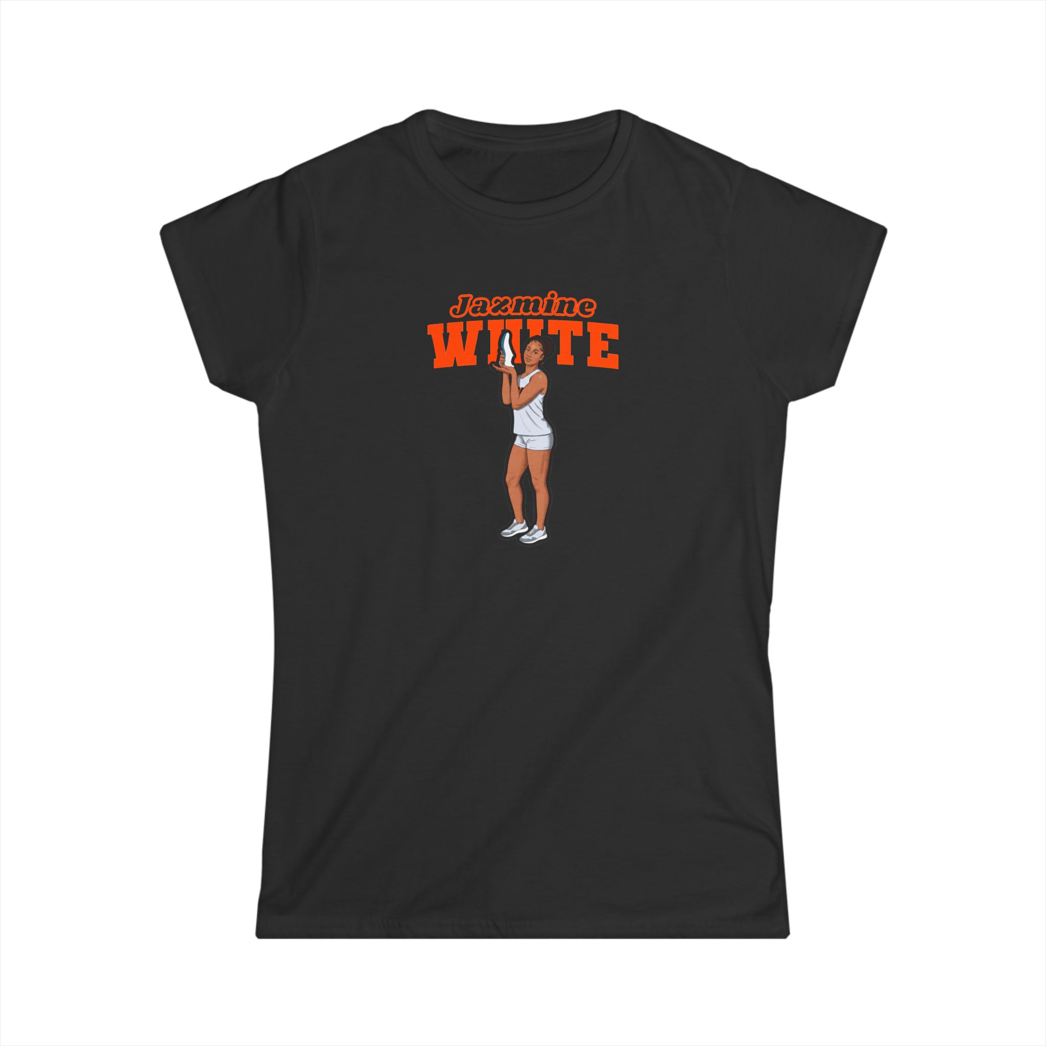 Women's Softstyle Tee — character_name_arch in Black