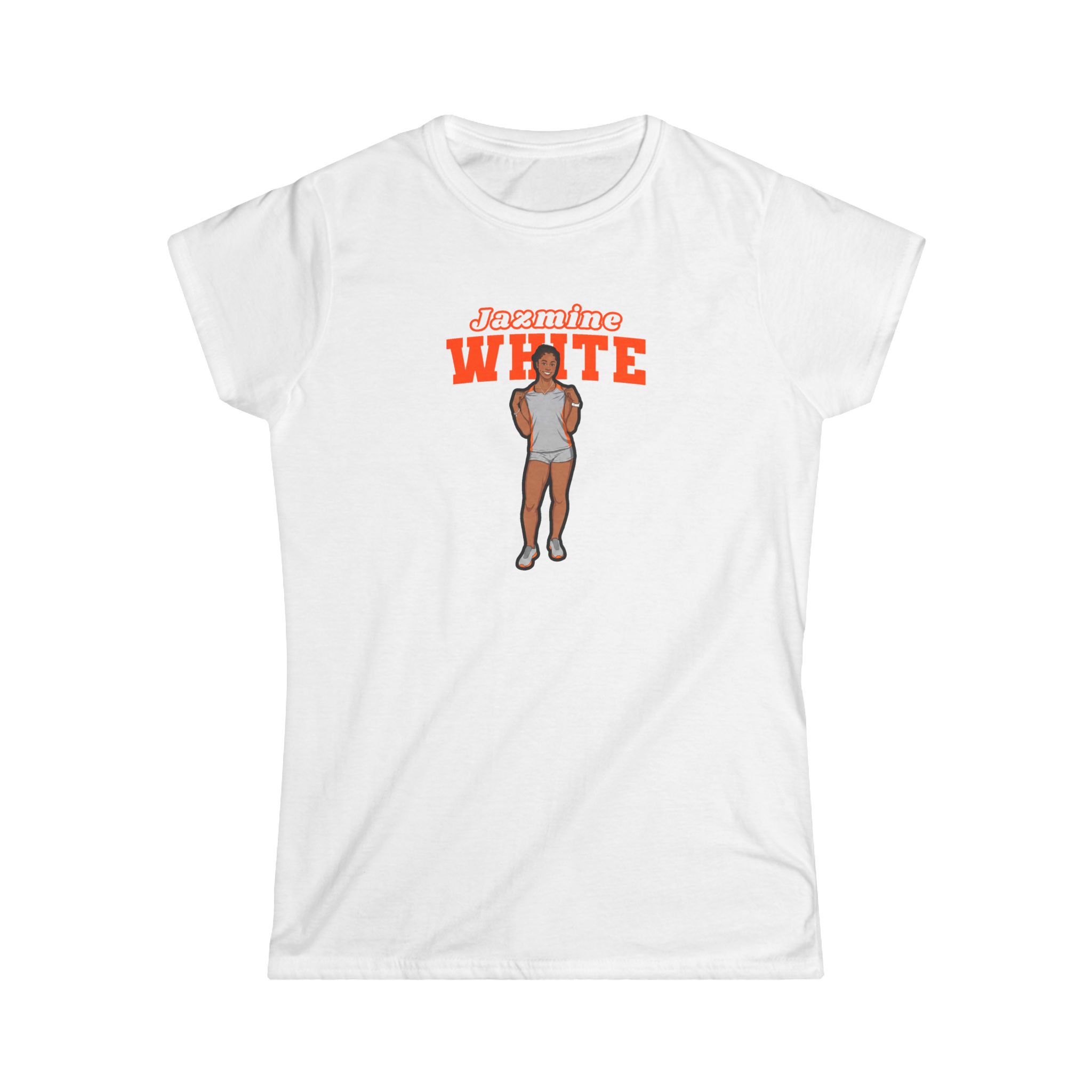 Women's Softstyle Tee — character_name_arch in White