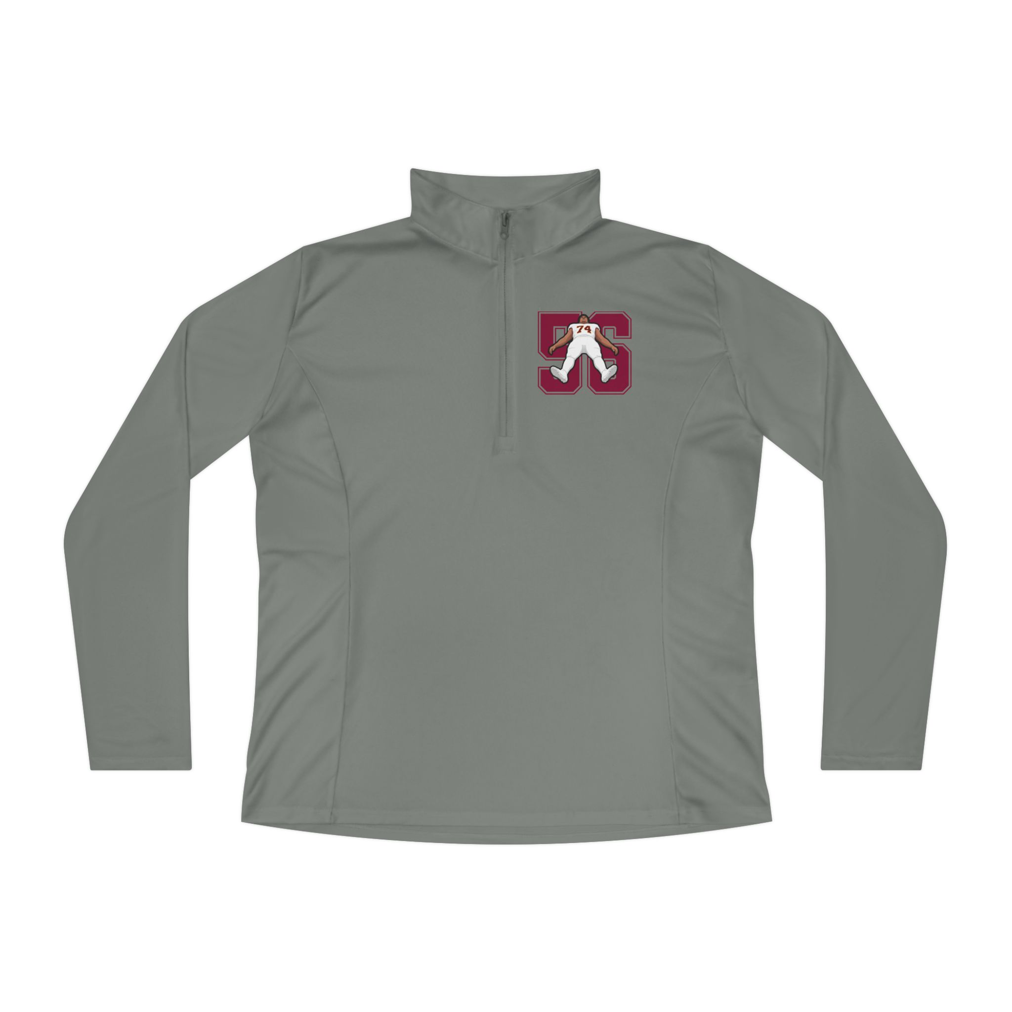 Women's Q-Zip Pullover — character_number in Grey