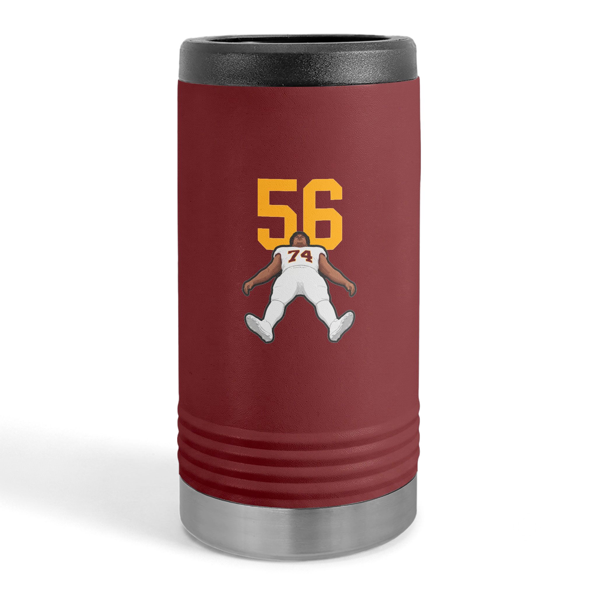 Slim Stainless Can Cooler — character_number_top in Maroon