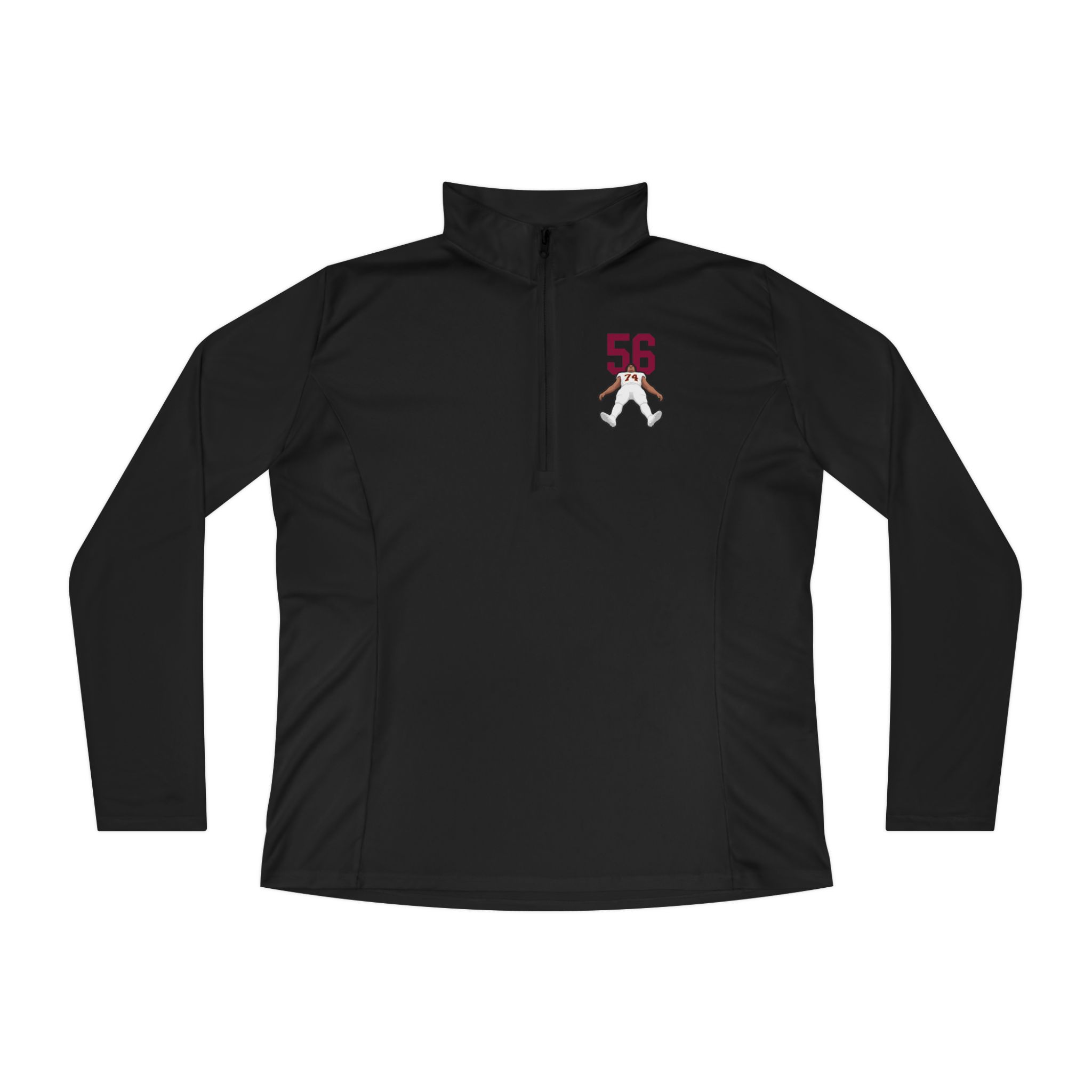 Women's Q-Zip Pullover — character_number_top in Black