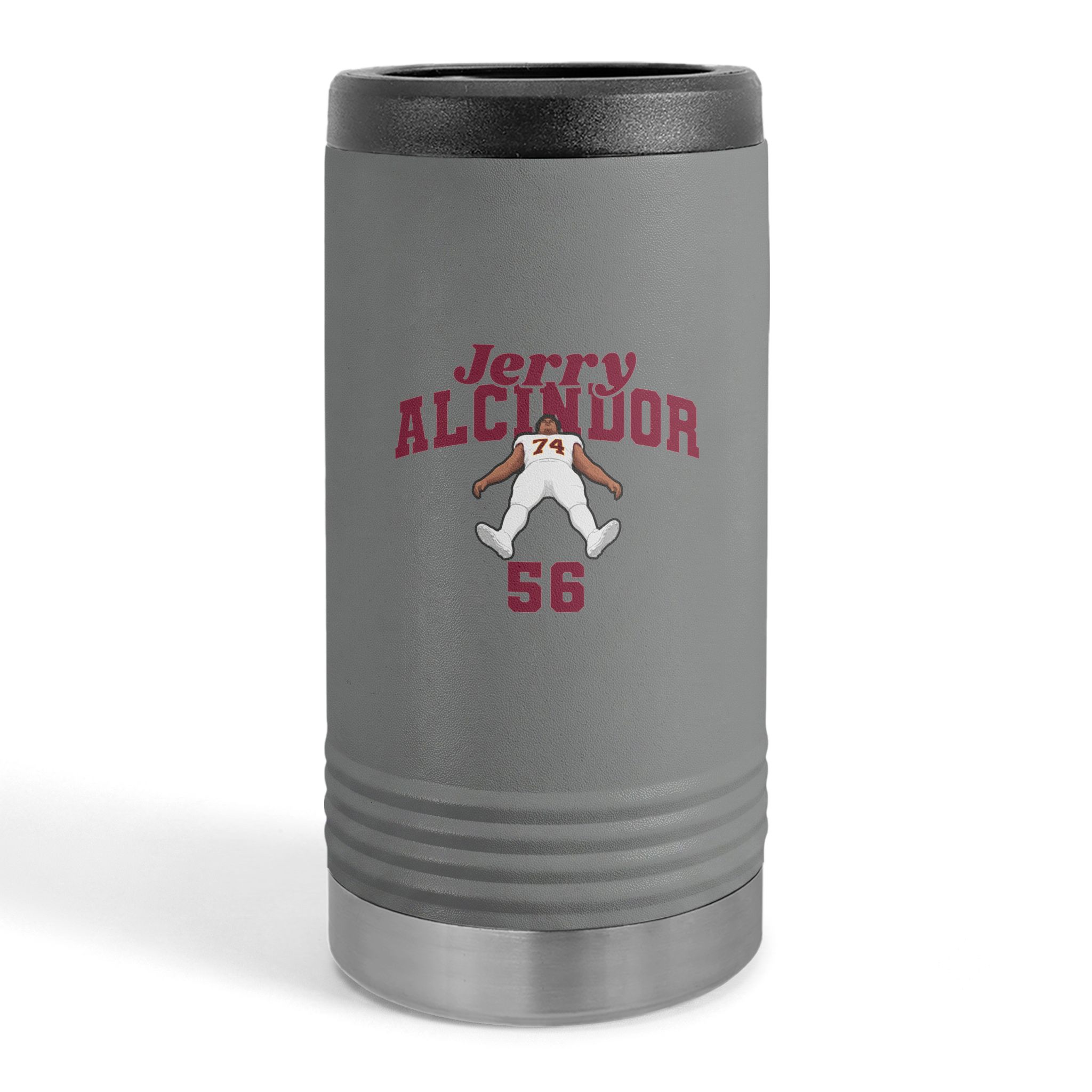 Slim Stainless Can Cooler — character_signature_arch in Grey