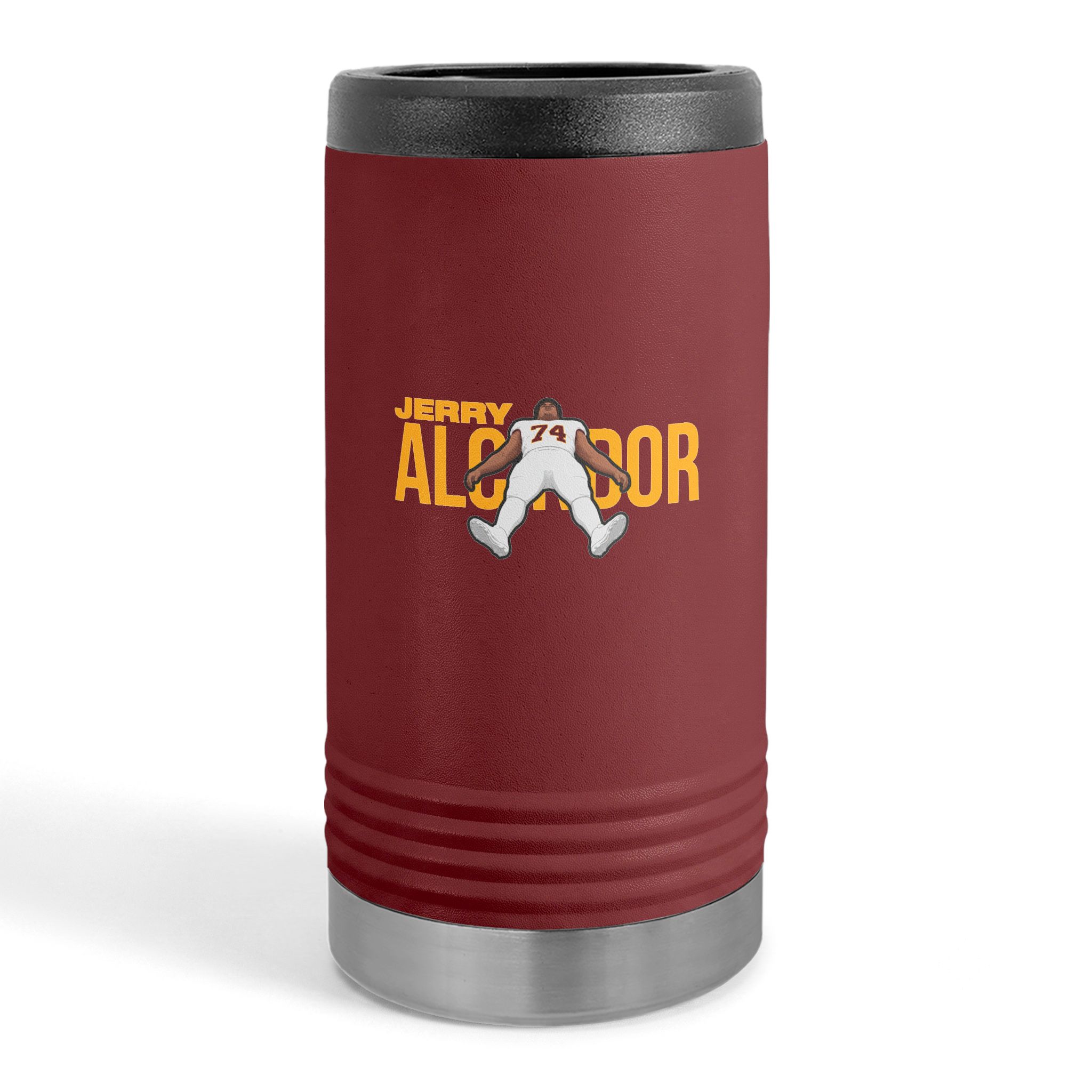Slim Stainless Can Cooler — character_player_name in Maroon