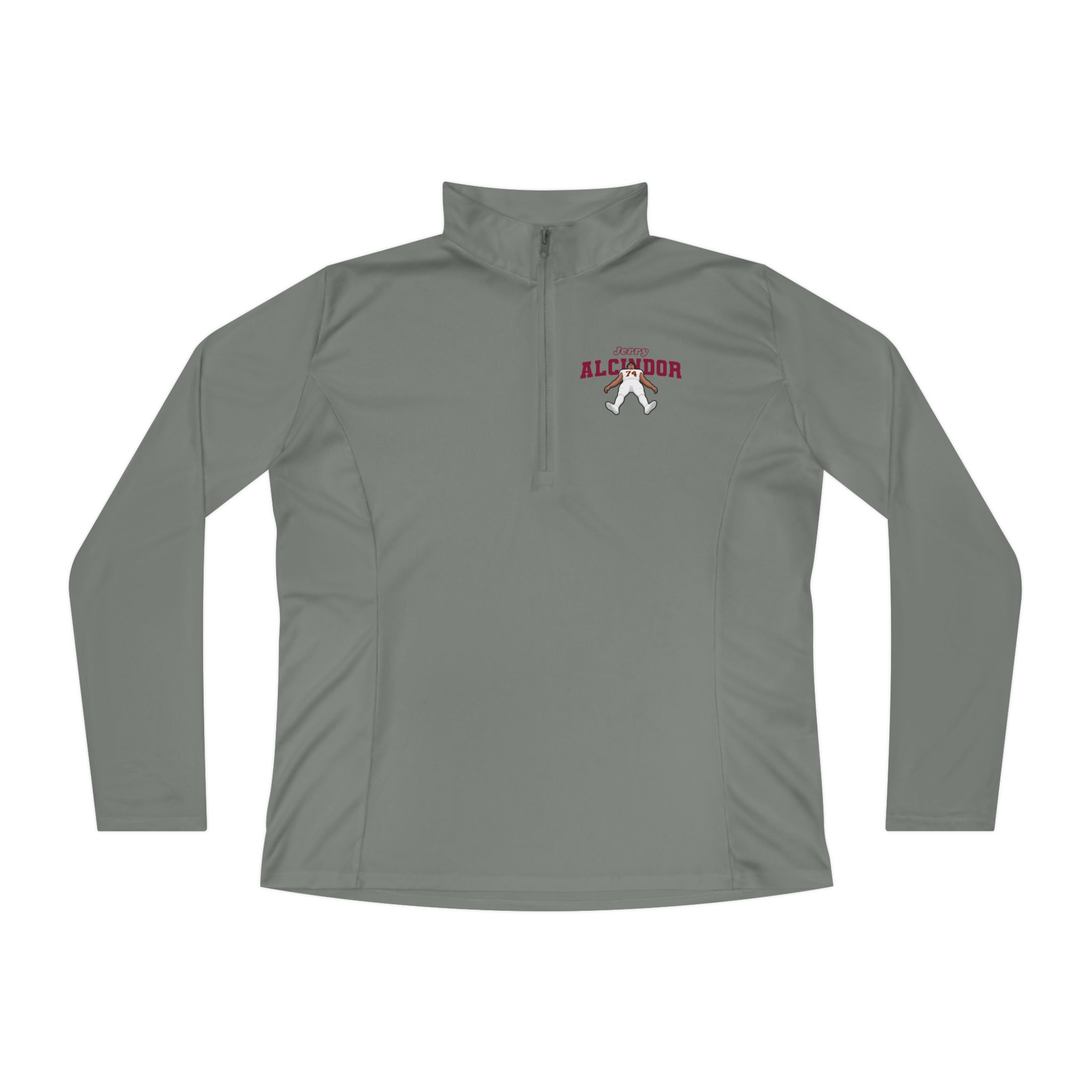 Women's Q-Zip Pullover — character_name_arch in Grey