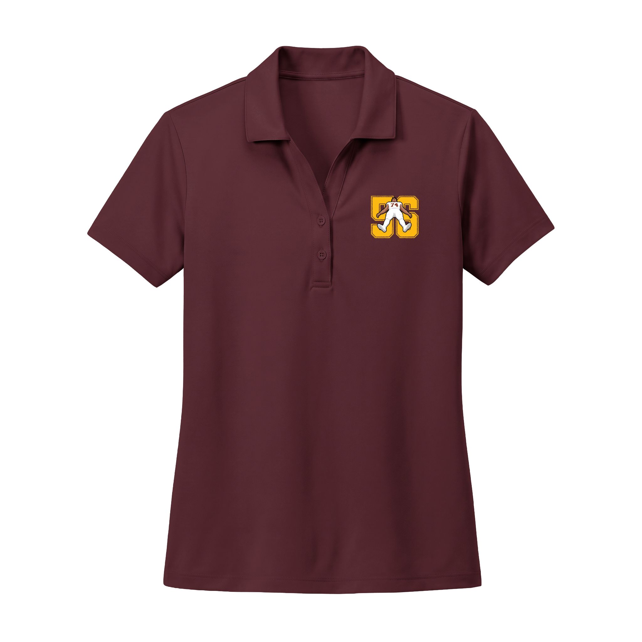 Women's Polo — character_number in Maroon