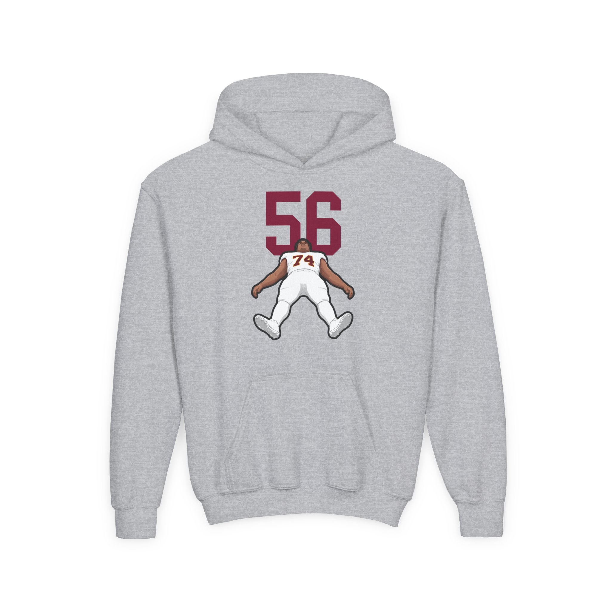 Youth Hoodie — character_number_top in Grey