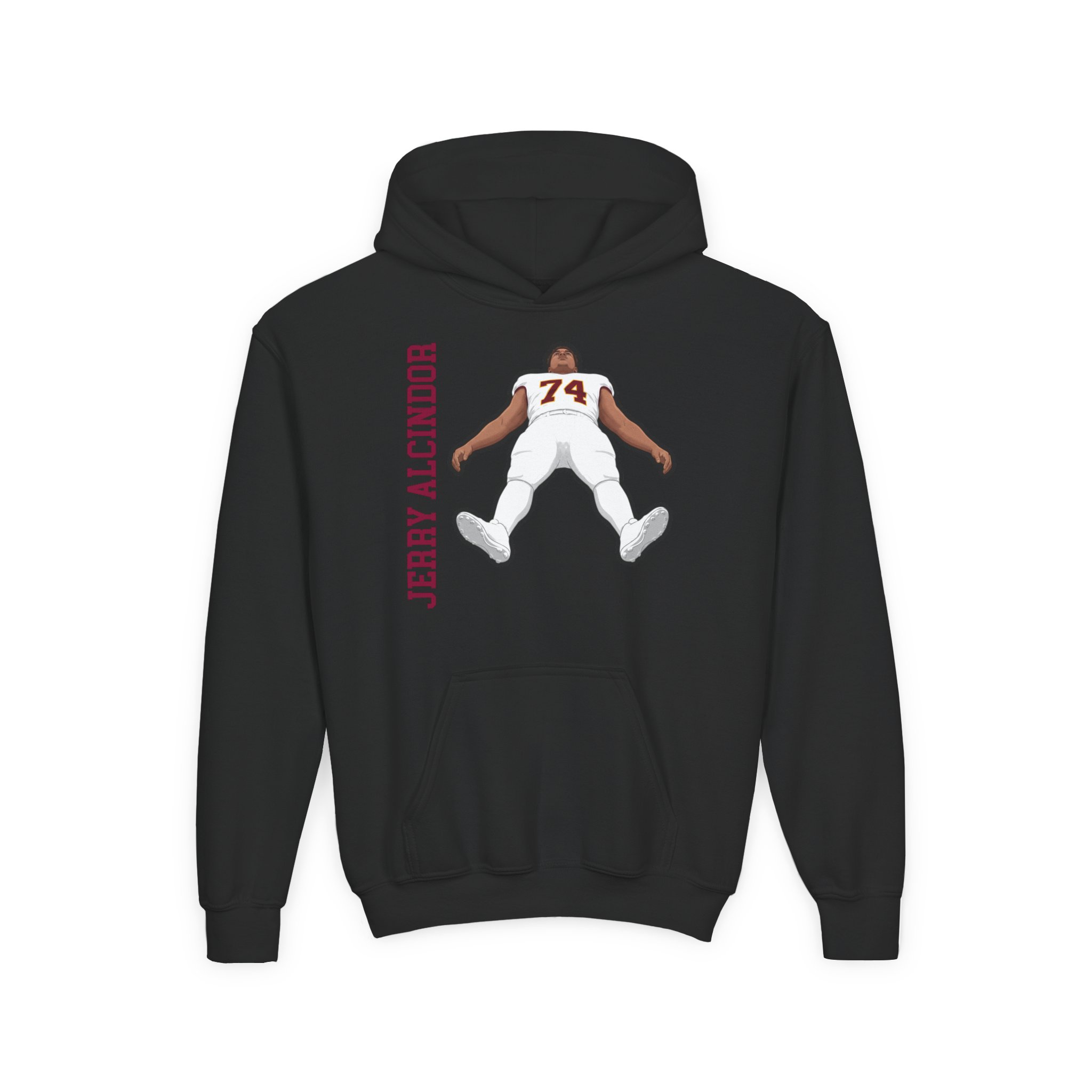 Youth Hoodie — character_name_vertical in Black