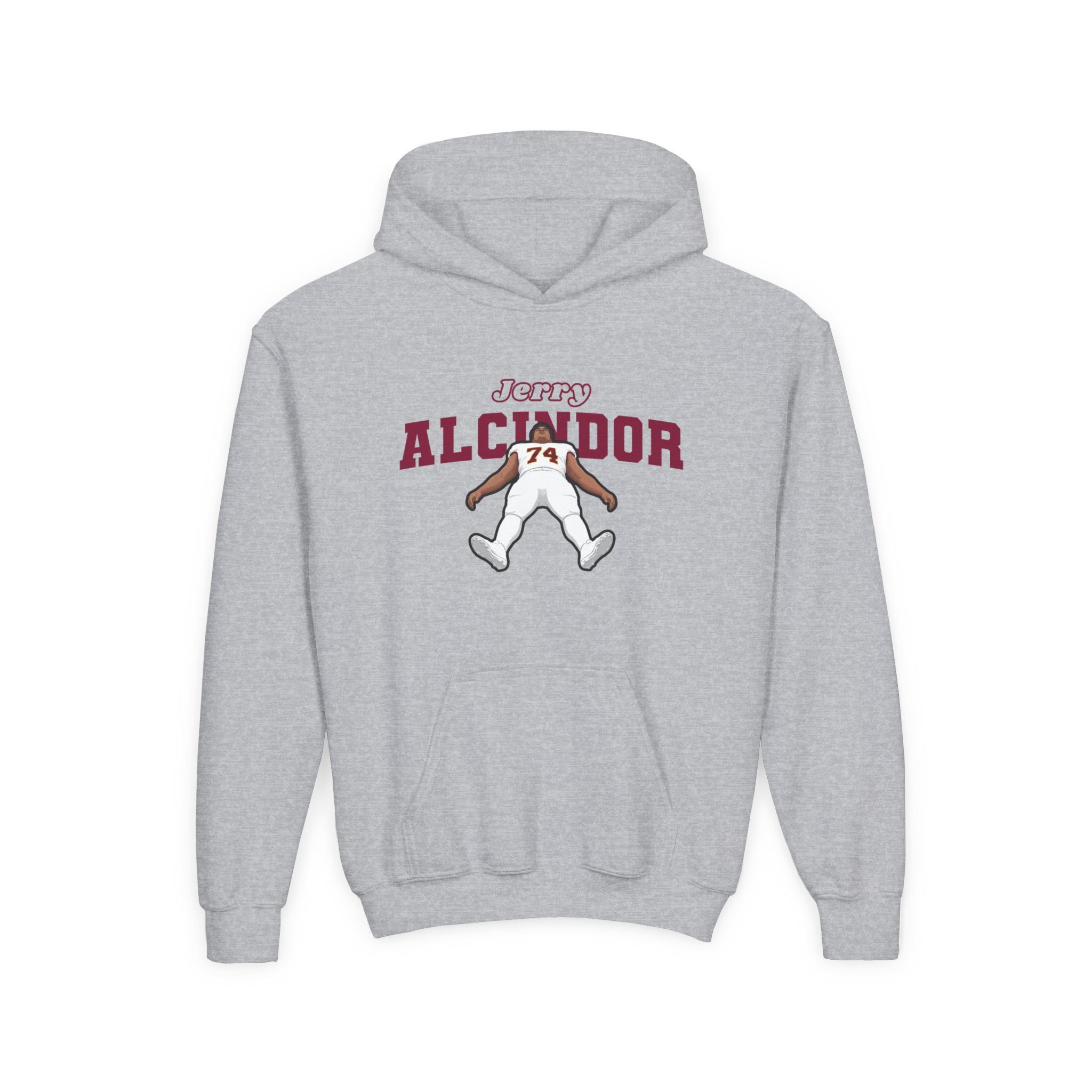 Youth Hoodie — character_name_arch in Grey