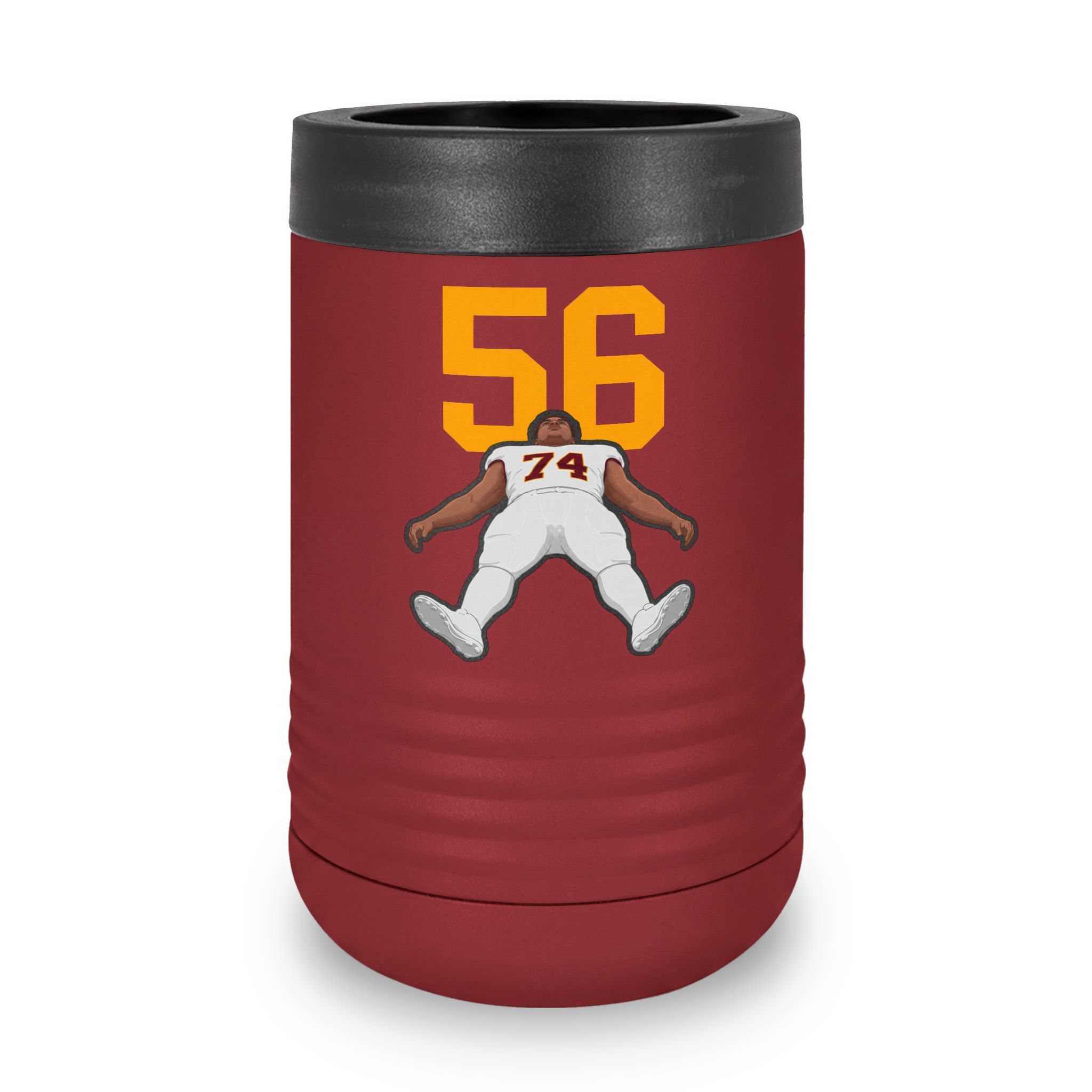 Stainless Can Cooler — character_number_top in Maroon