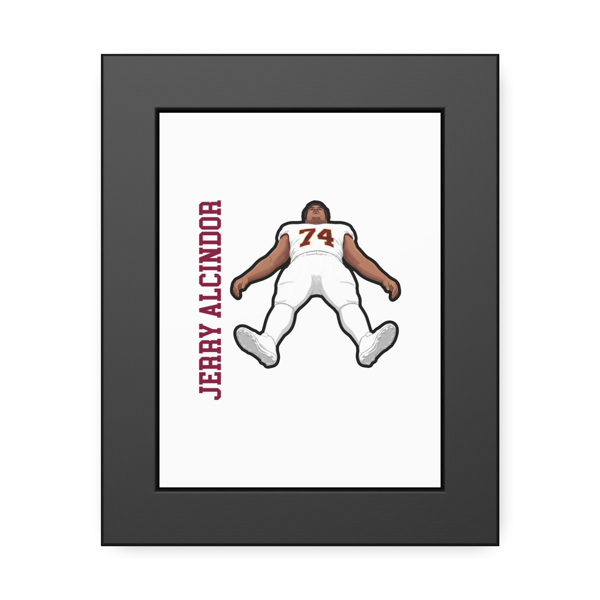 Framed Poster — character_name_vertical in Black