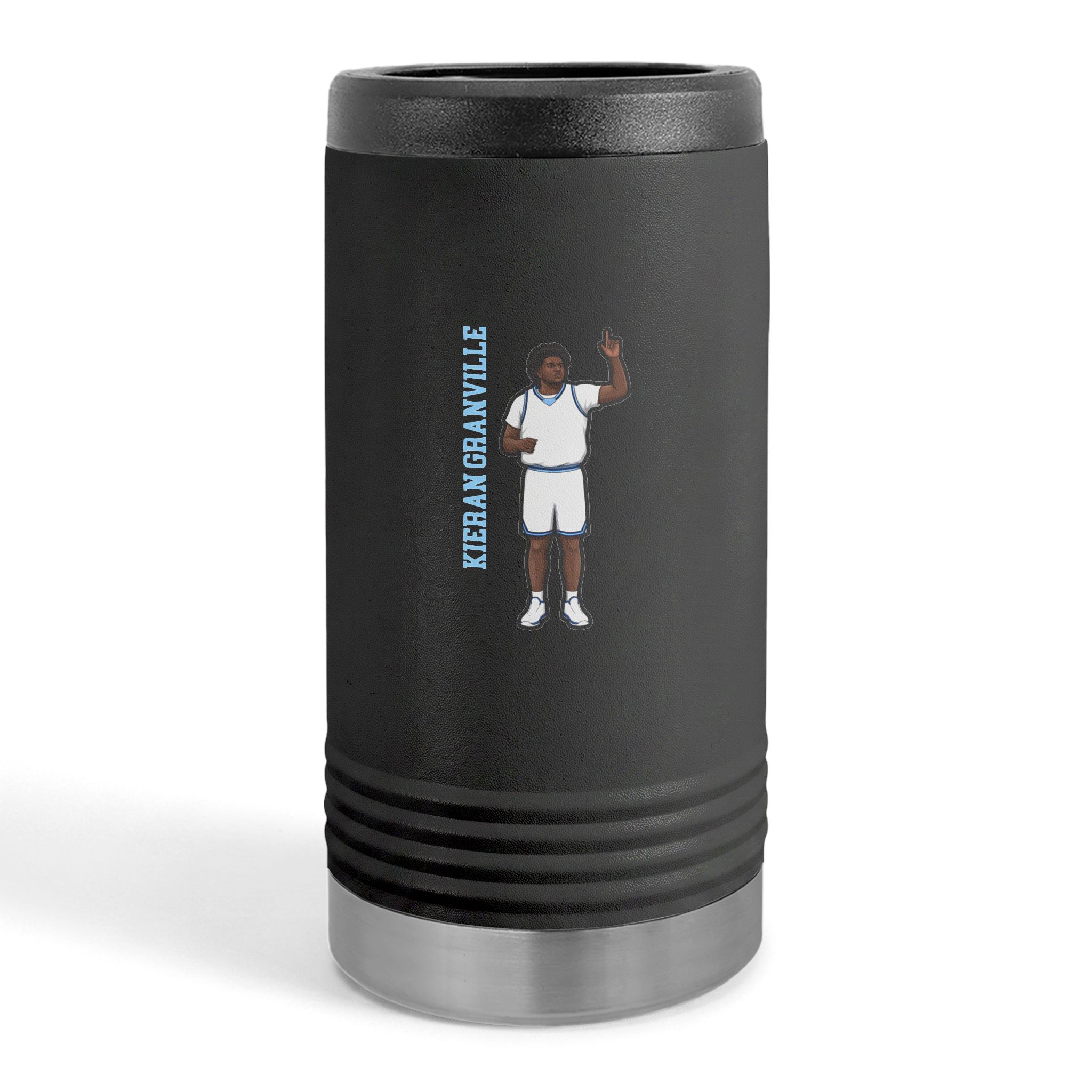Slim Stainless Can Cooler — character_name_vertical in Black