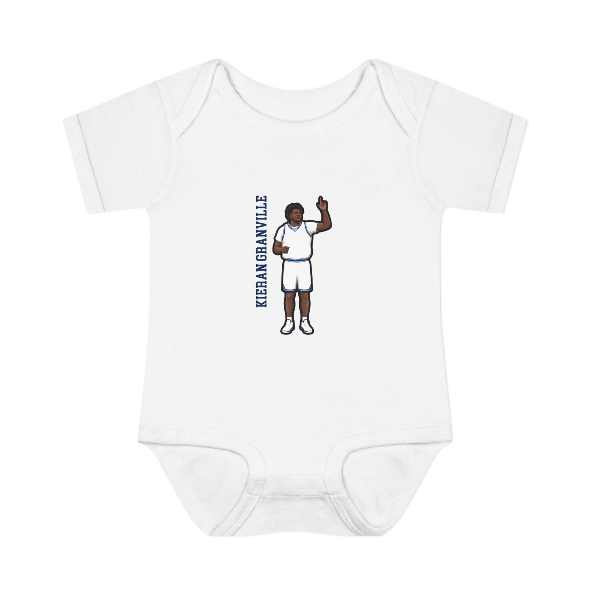 Baby Onesie — character_name_vertical in White