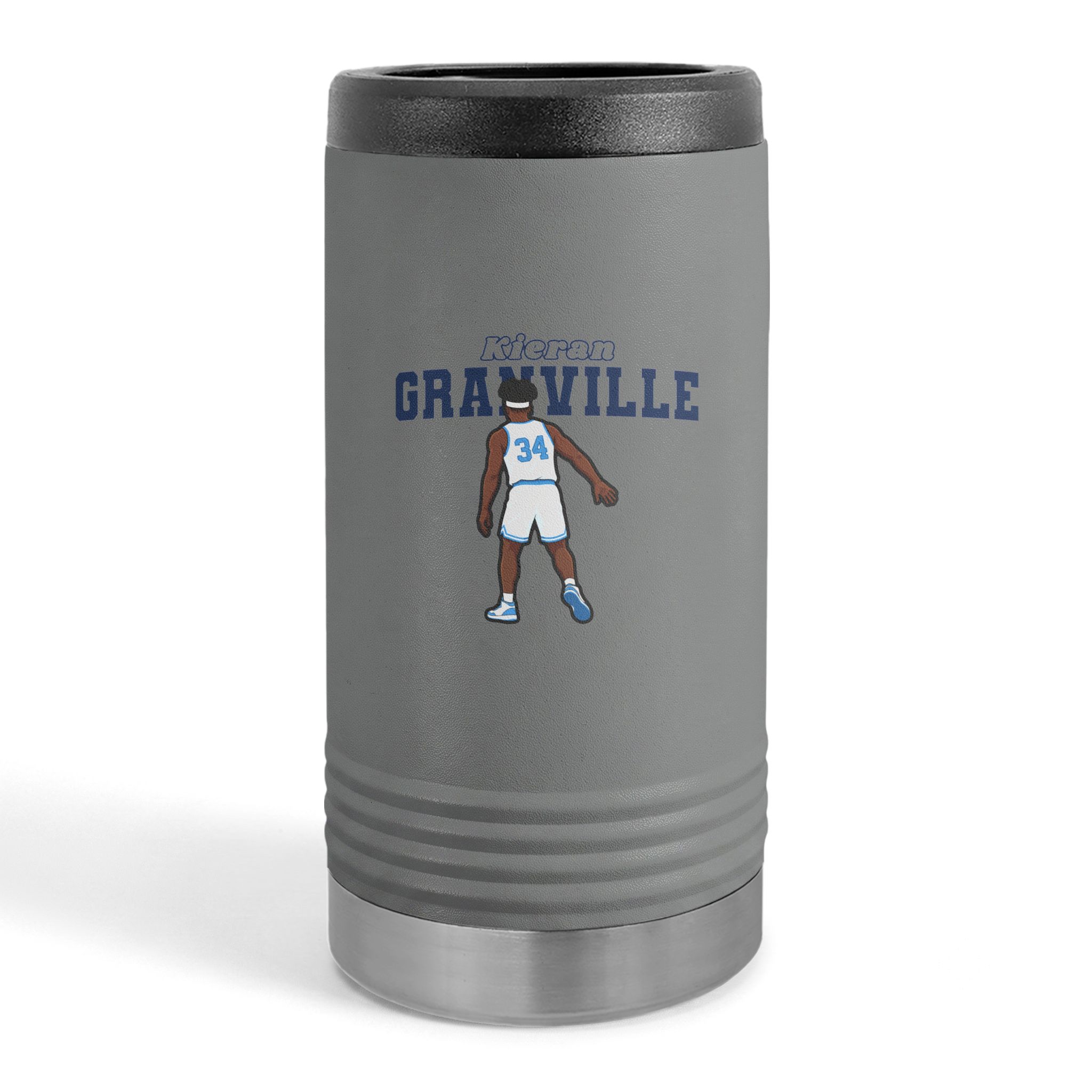Slim Stainless Can Cooler — character_name_arch in Grey