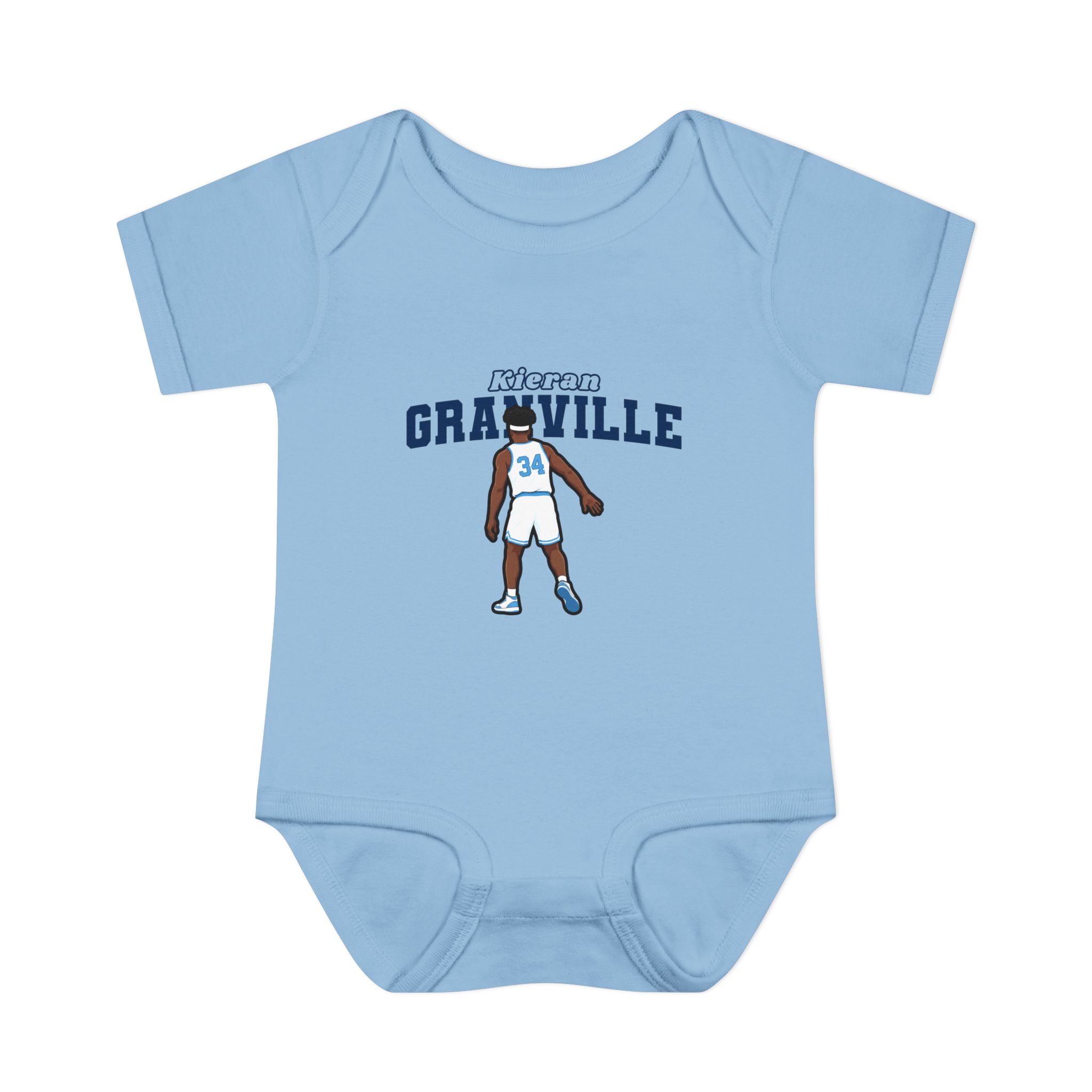 Baby Onesie — character_name_arch in Light Blue