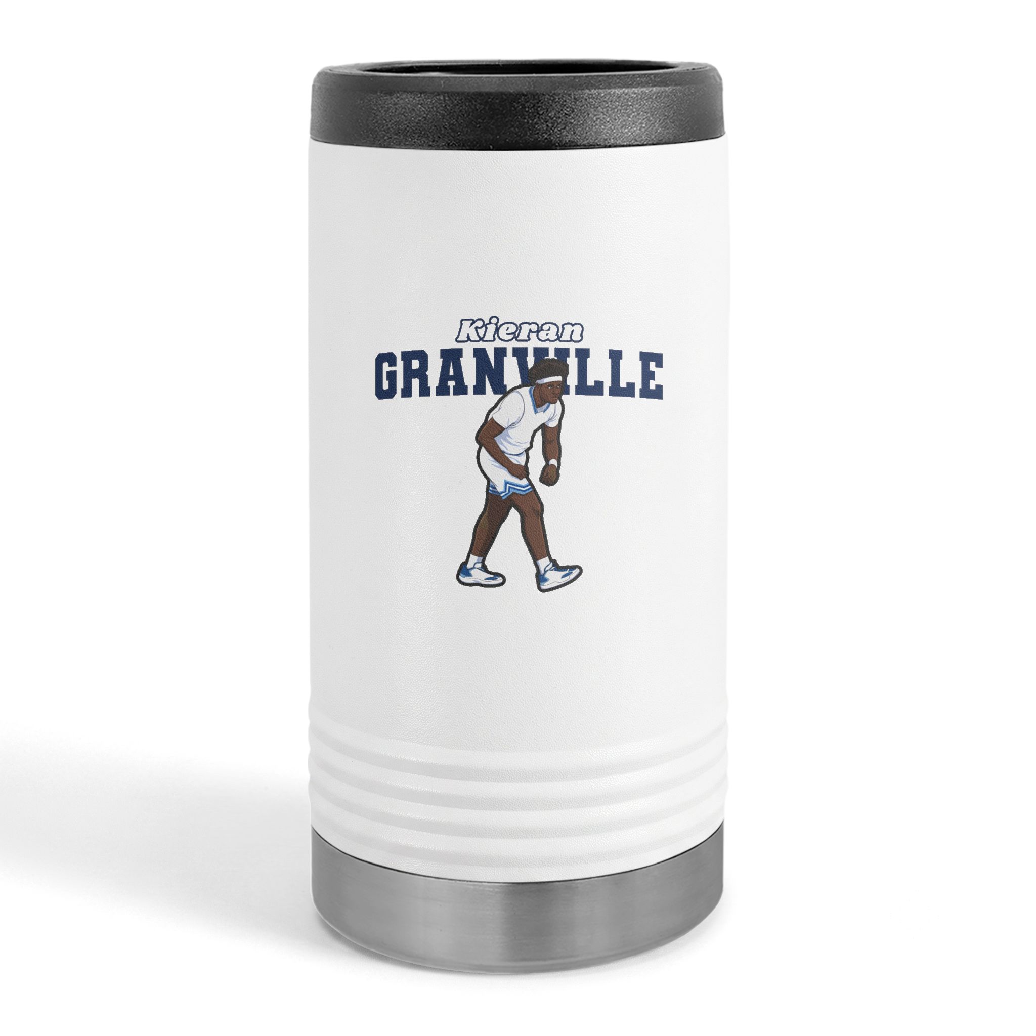 Slim Stainless Can Cooler — character_name_arch in White