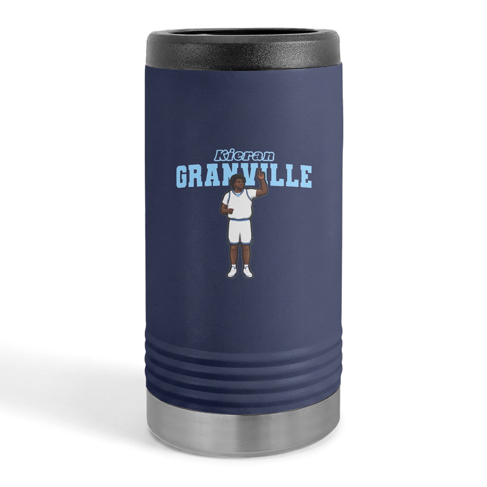 Slim Stainless Can Cooler — character_name_arch in Navy