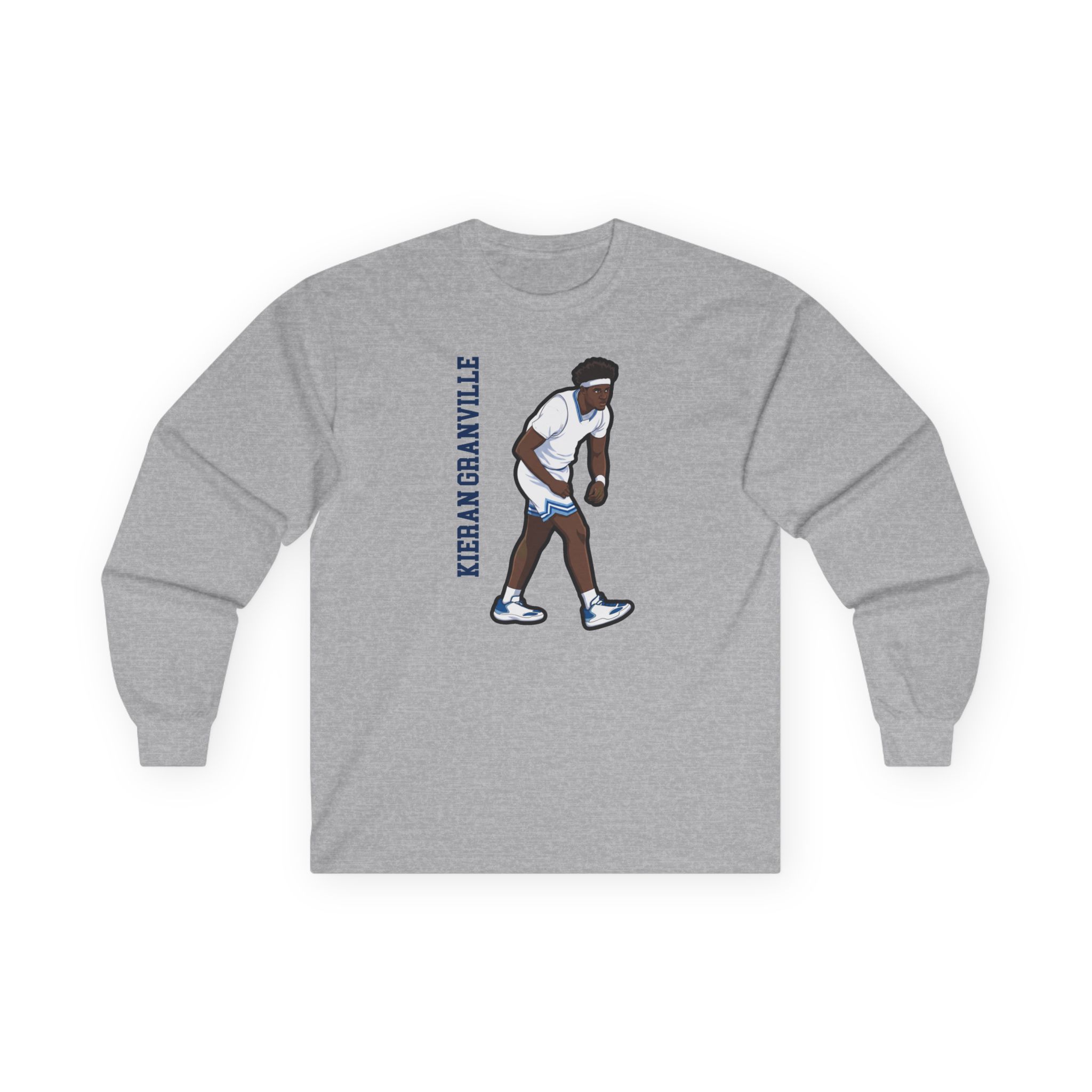 Long Sleeve Tee — character_name_vertical in Grey
