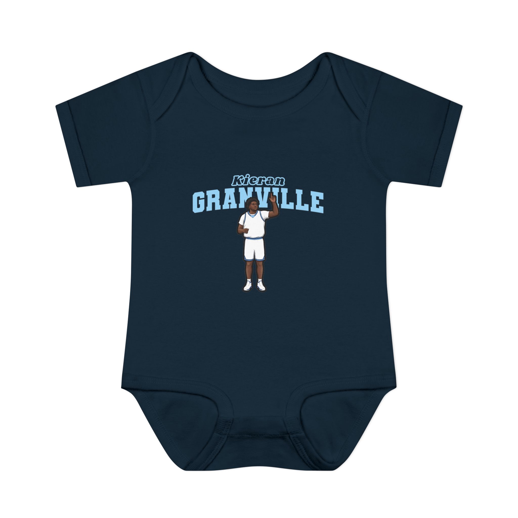 Baby Onesie — character_name_arch in Navy