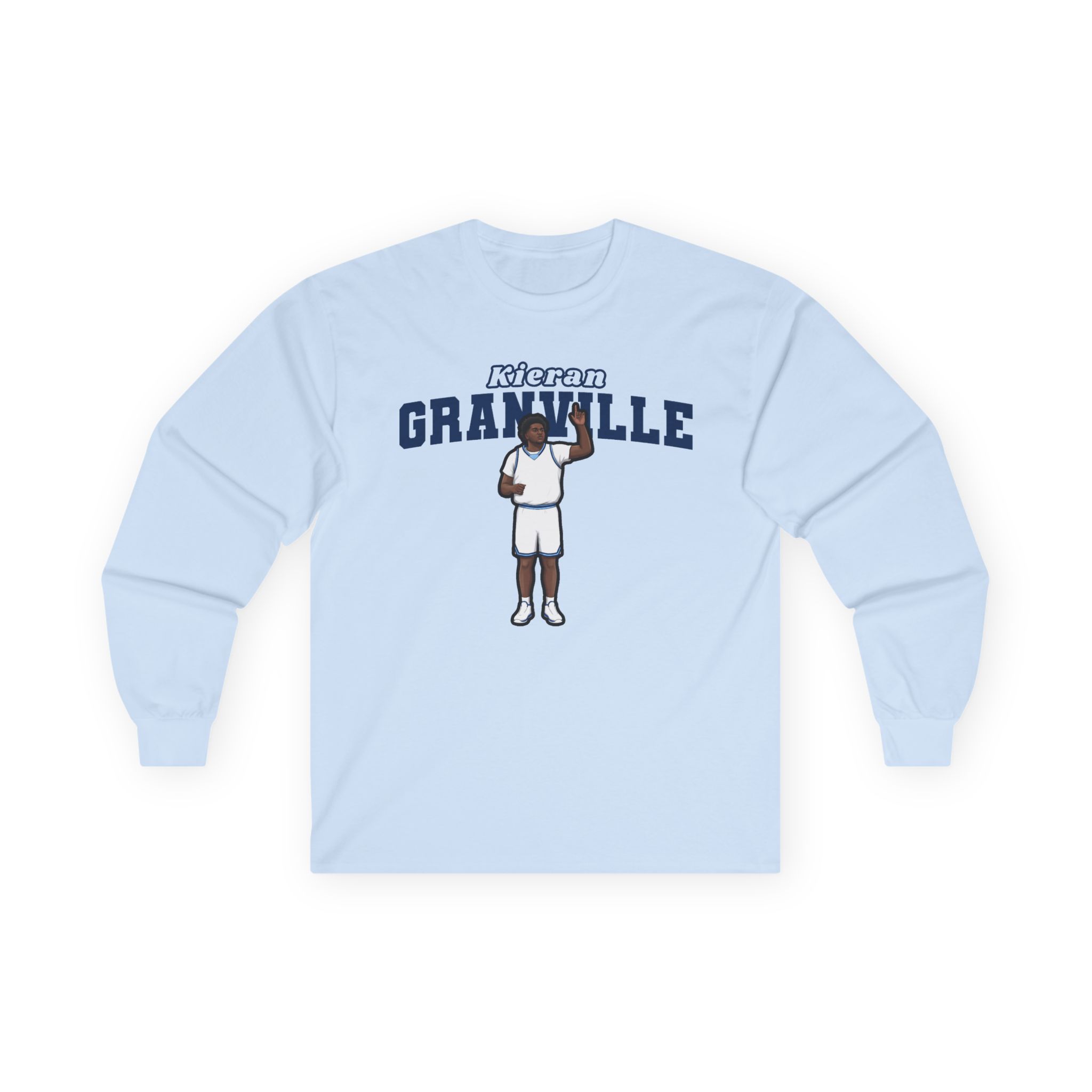 Long Sleeve Tee — character_name_arch in Light Blue
