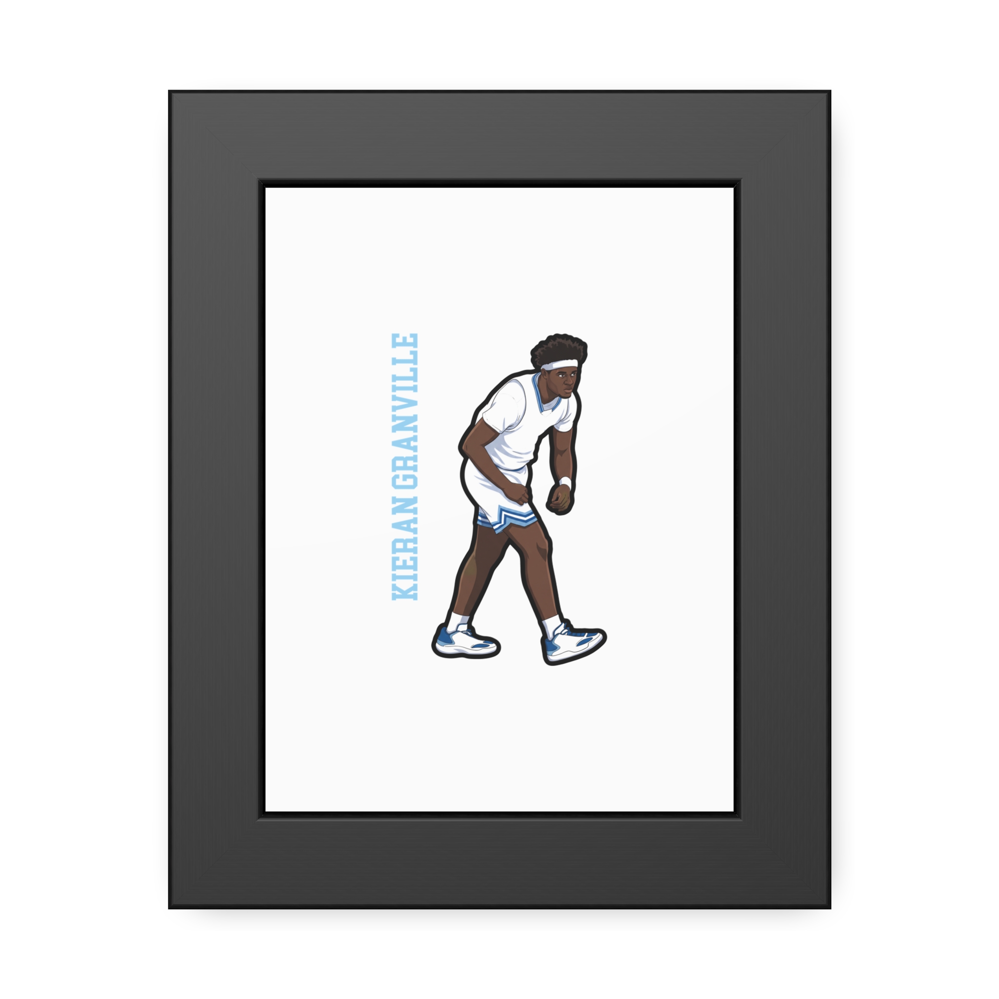 Framed Poster — character_name_vertical in Black
