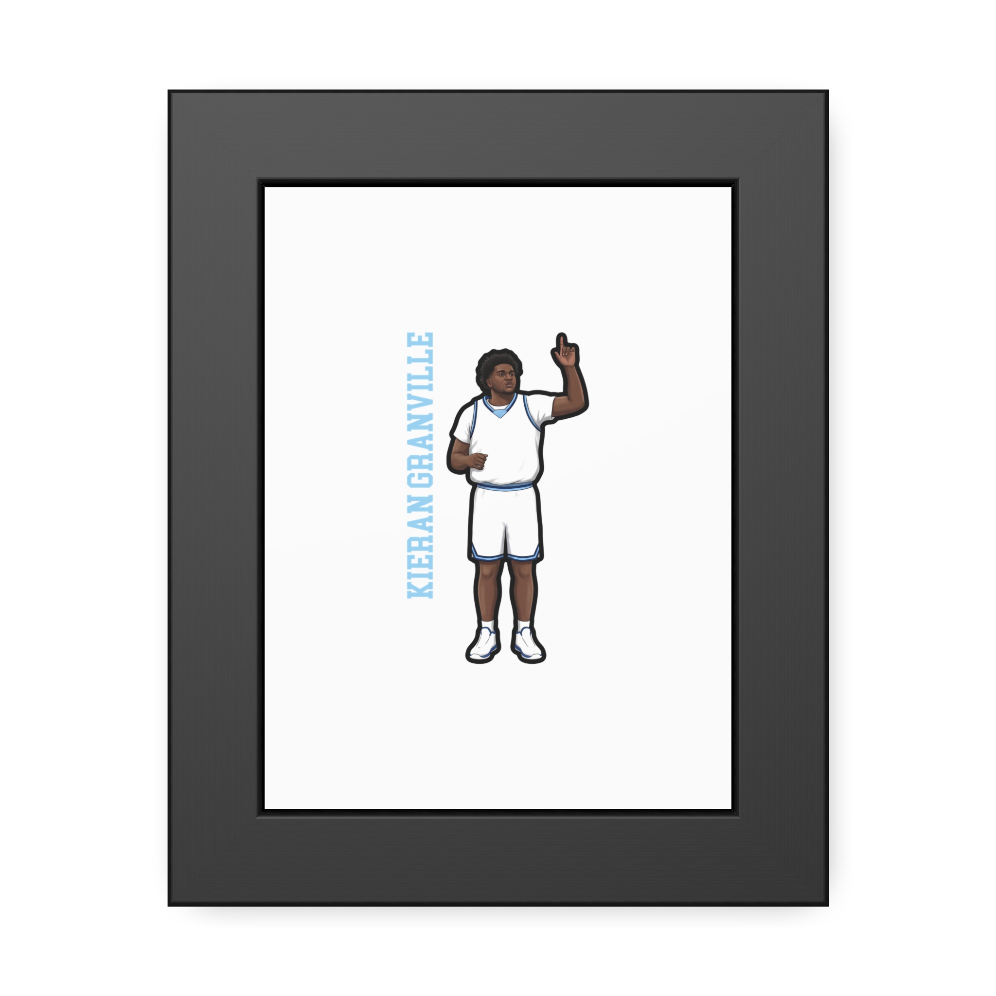 Framed Poster — character_name_vertical in Black