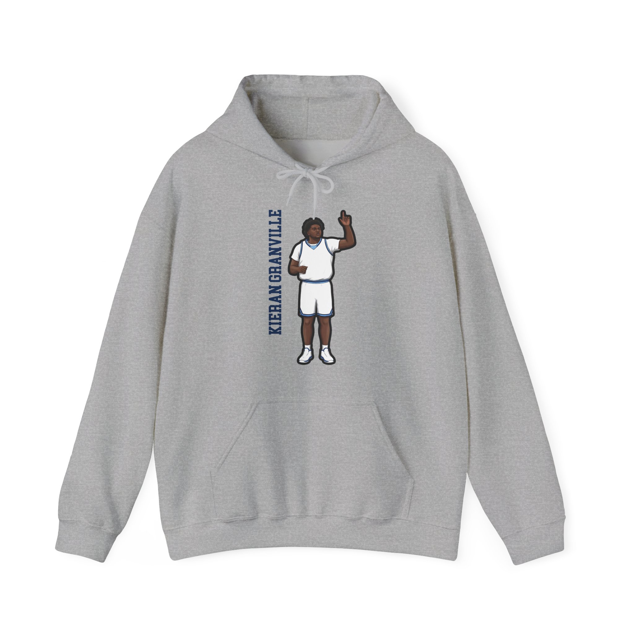 Hoodie — character_name_vertical in Grey