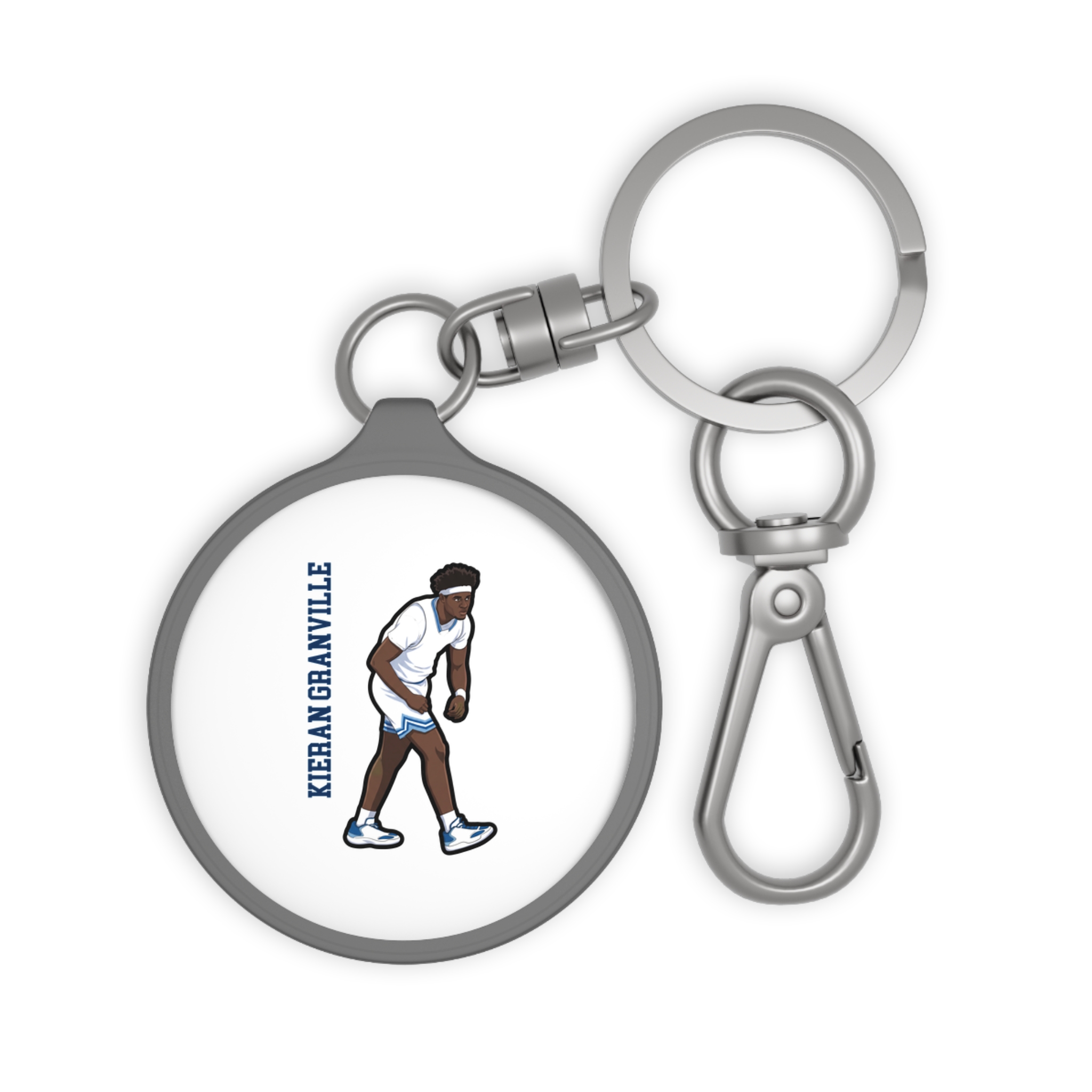 Keychain — character_name_vertical in Grey