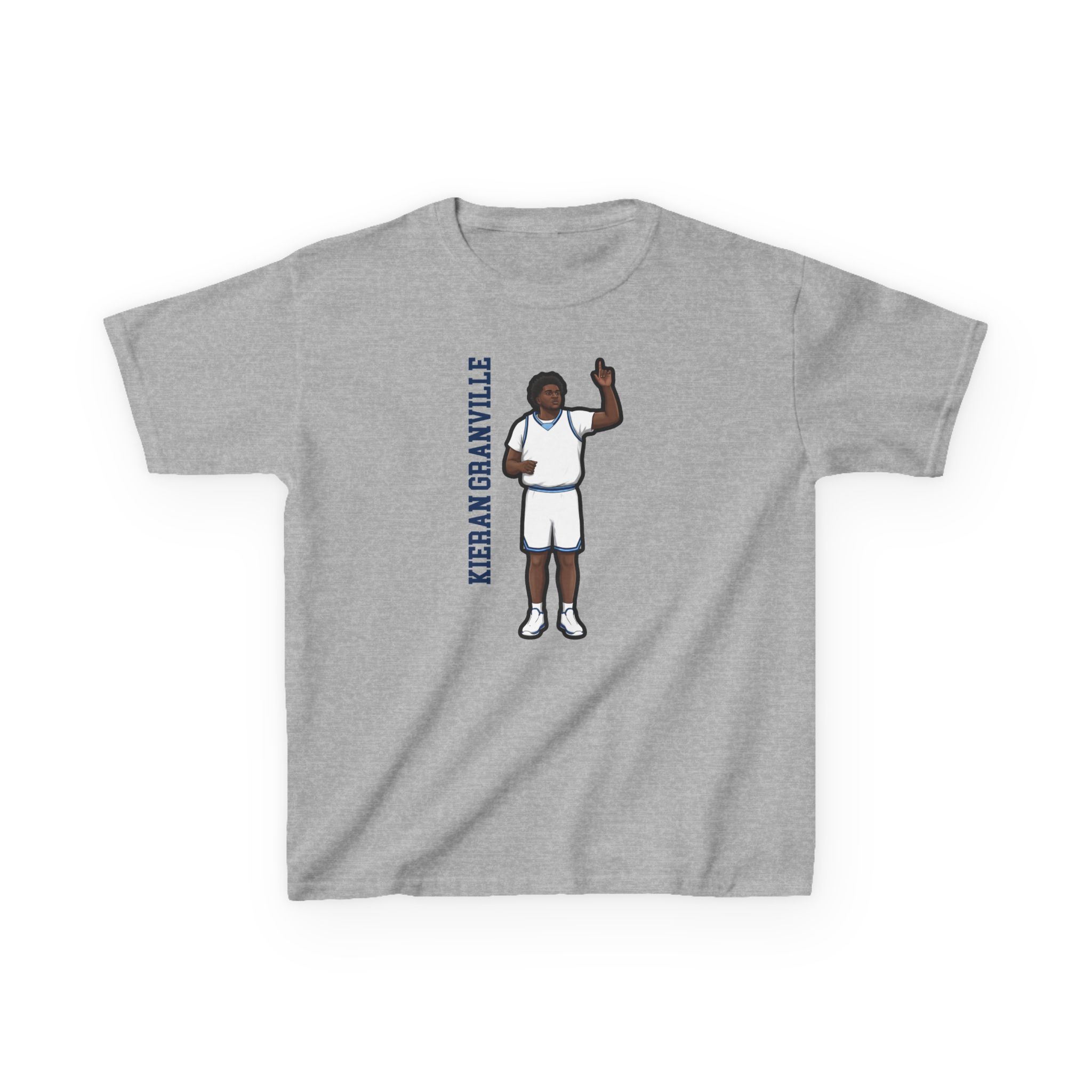Youth Tee — character_name_vertical in Grey
