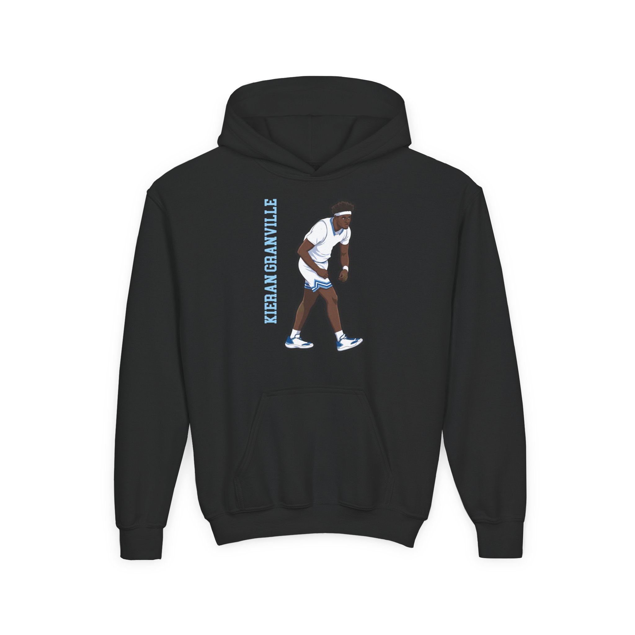 Youth Hoodie — character_name_vertical in Black