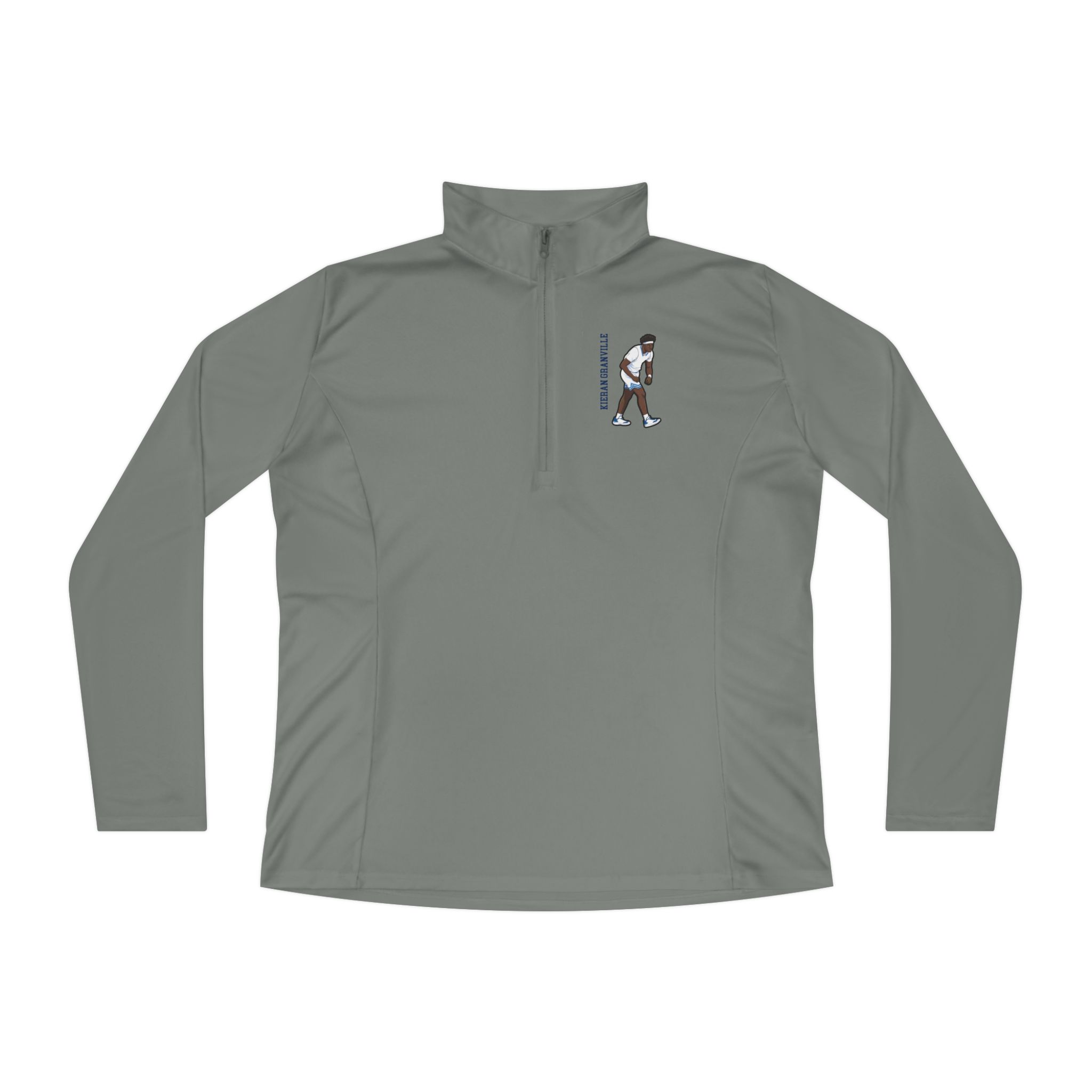 Women's Q-Zip Pullover — character_name_vertical in Grey