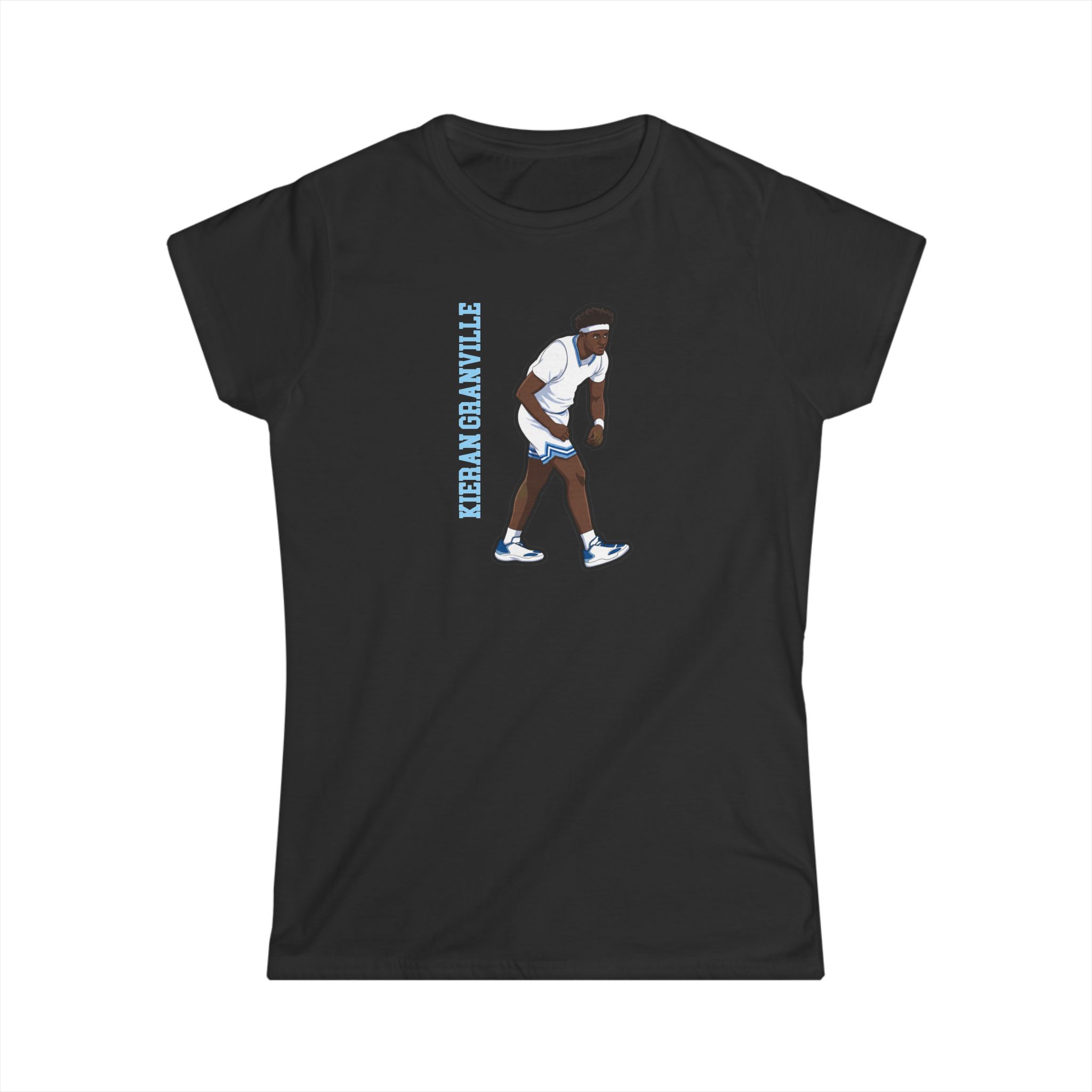 Women's Softstyle Tee — character_name_vertical in Black