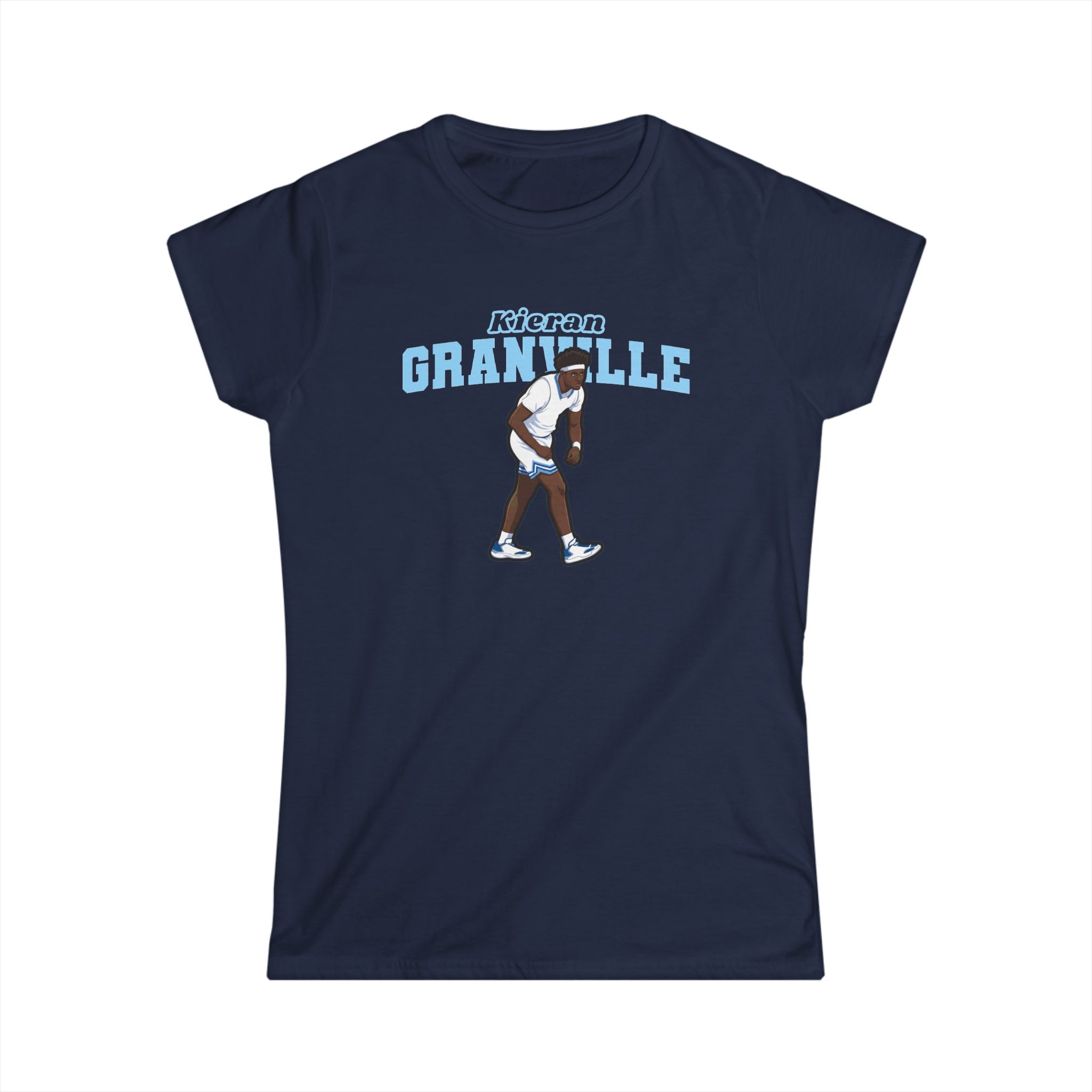 Women's Softstyle Tee — character_name_arch in Navy