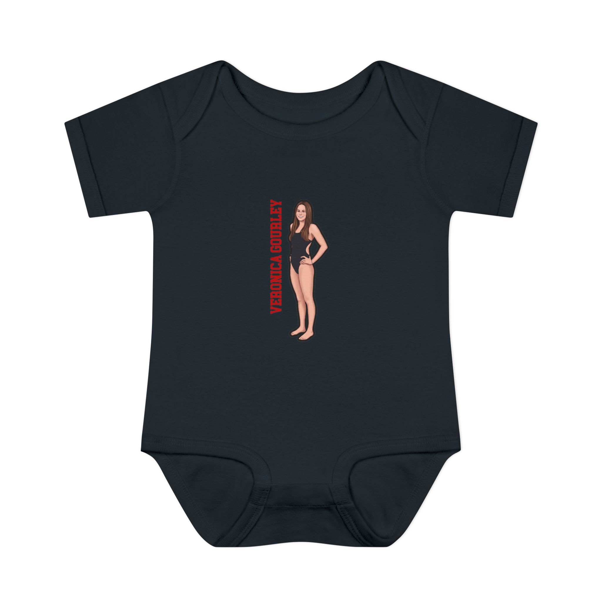 Baby Onesie — character_name_vertical in Black