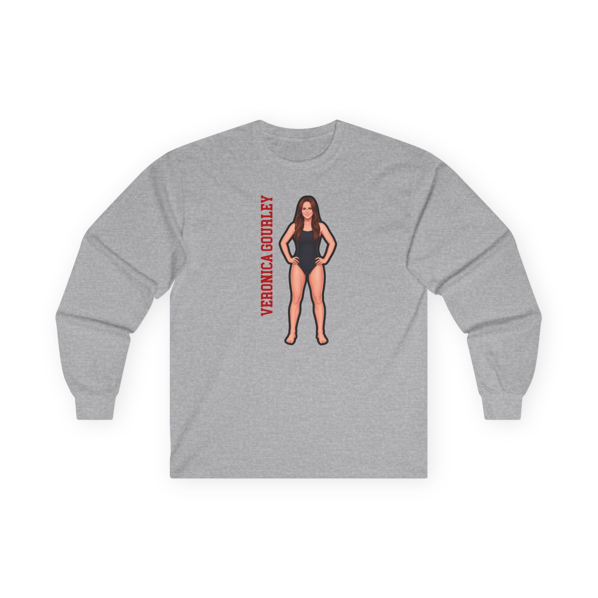 Long Sleeve Tee — character_name_vertical in Grey