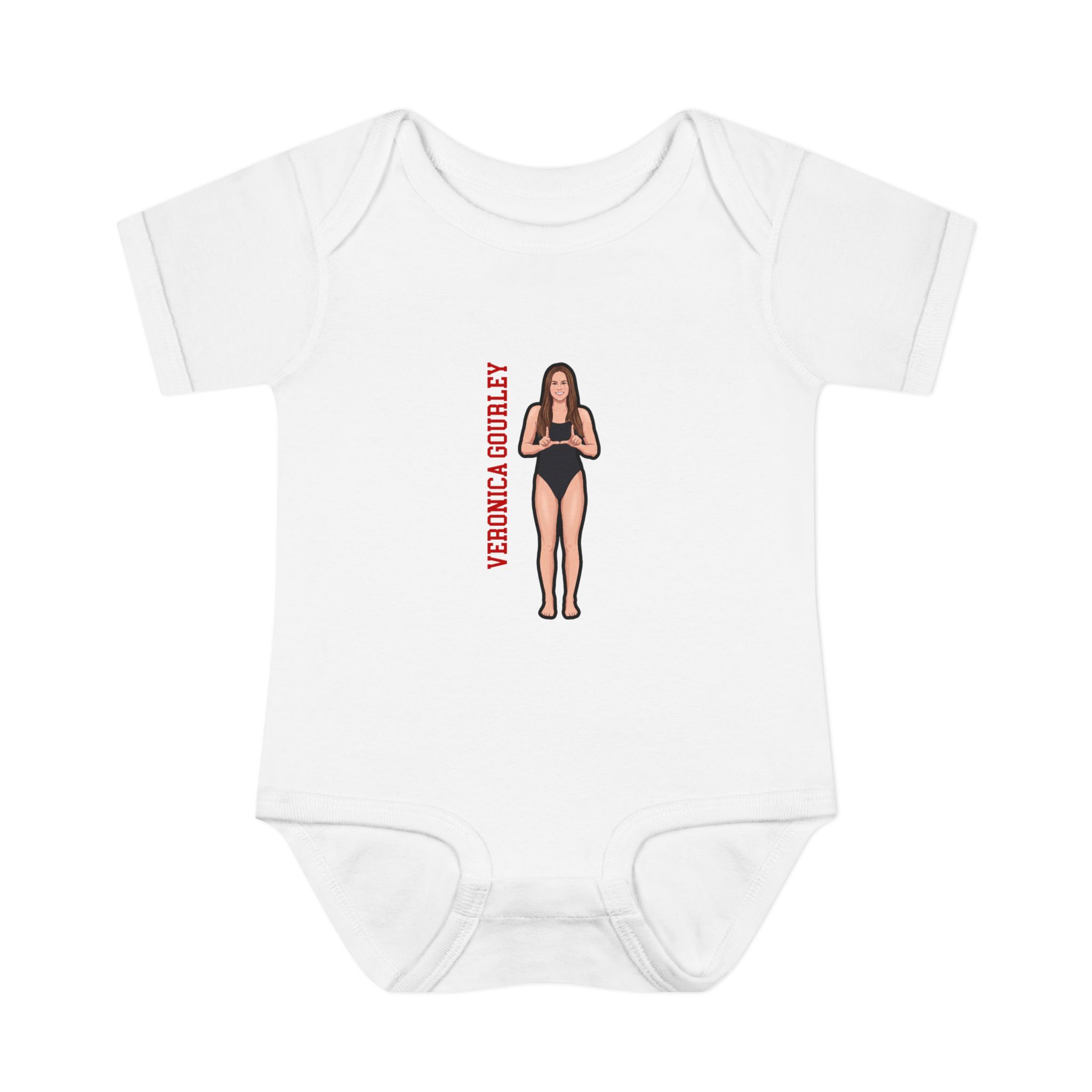 Baby Onesie — character_name_vertical in White