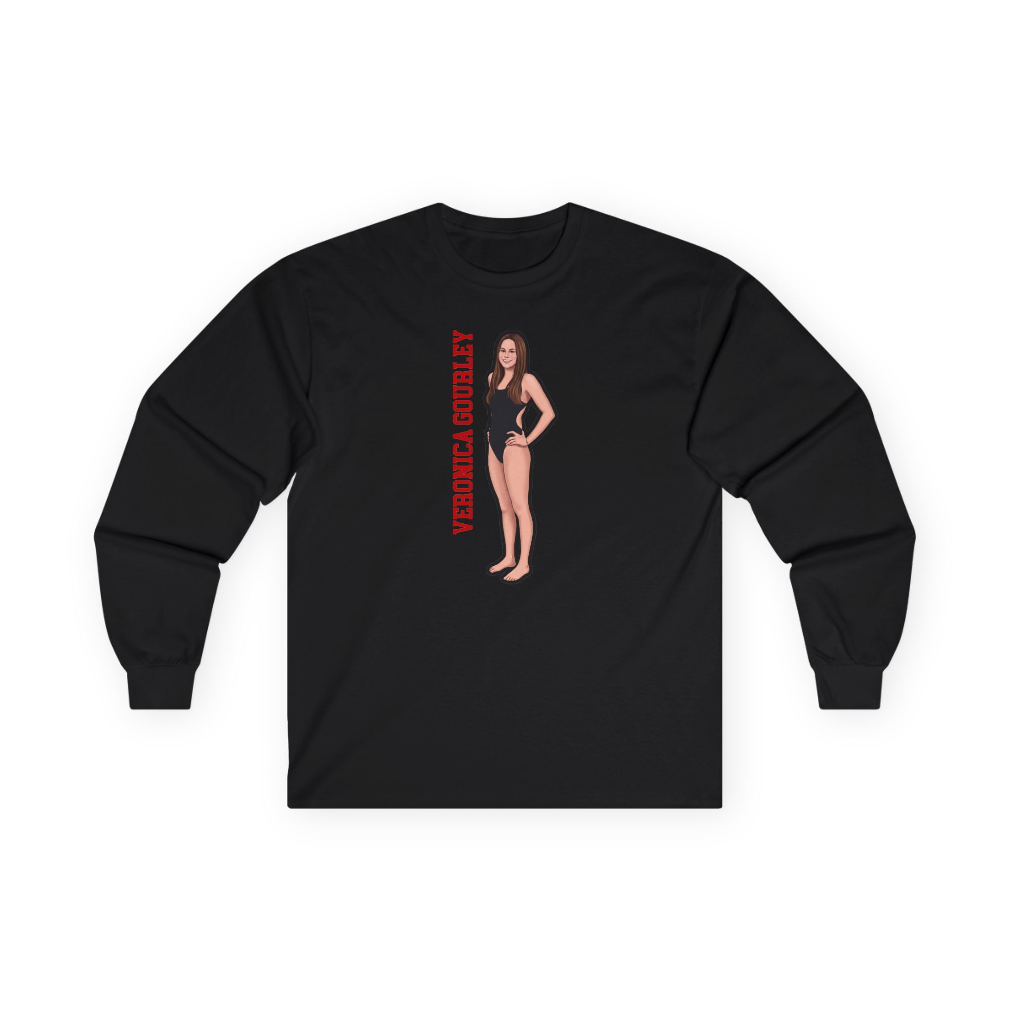 Long Sleeve Tee — character_name_vertical in Black