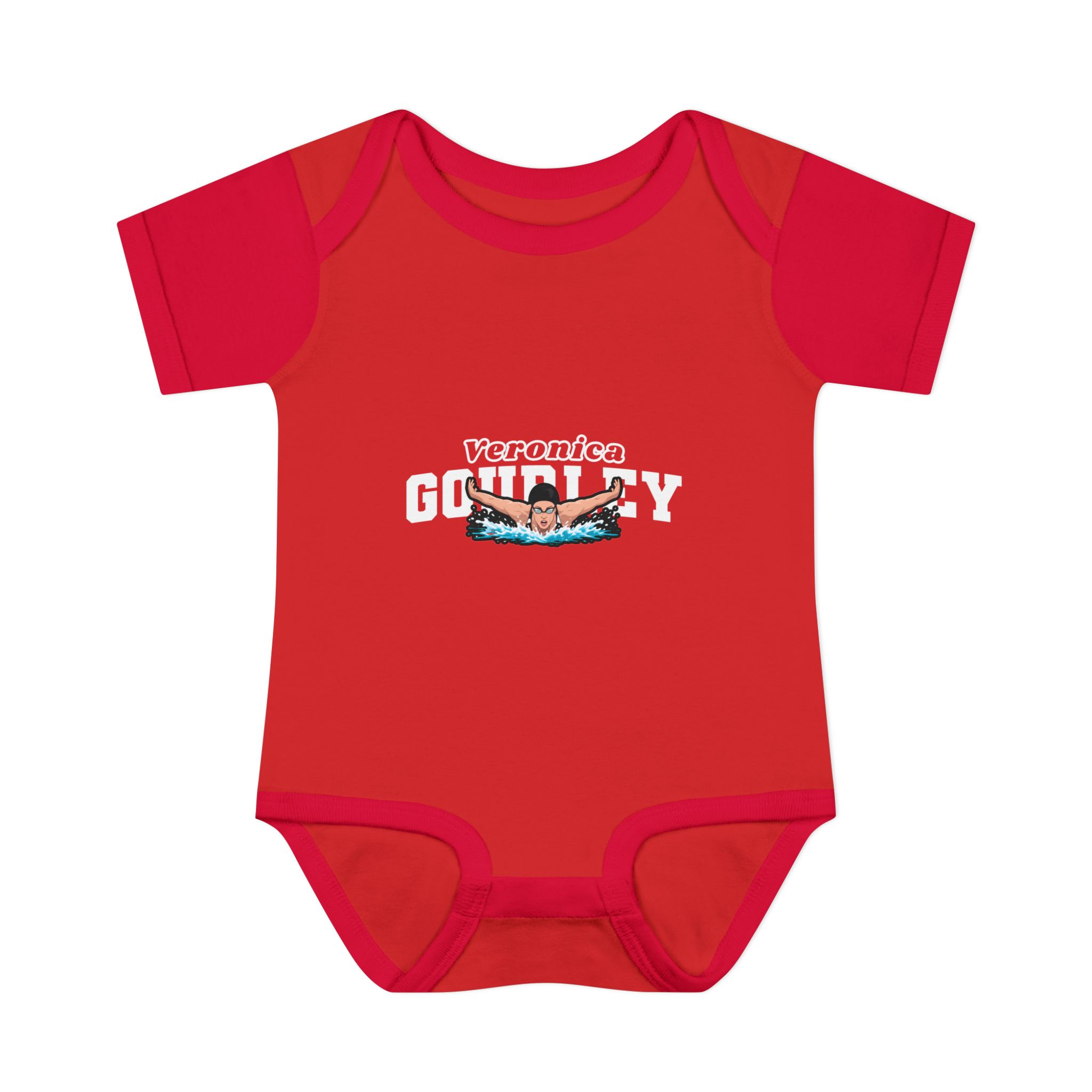 Baby Onesie — character_name_arch in Red