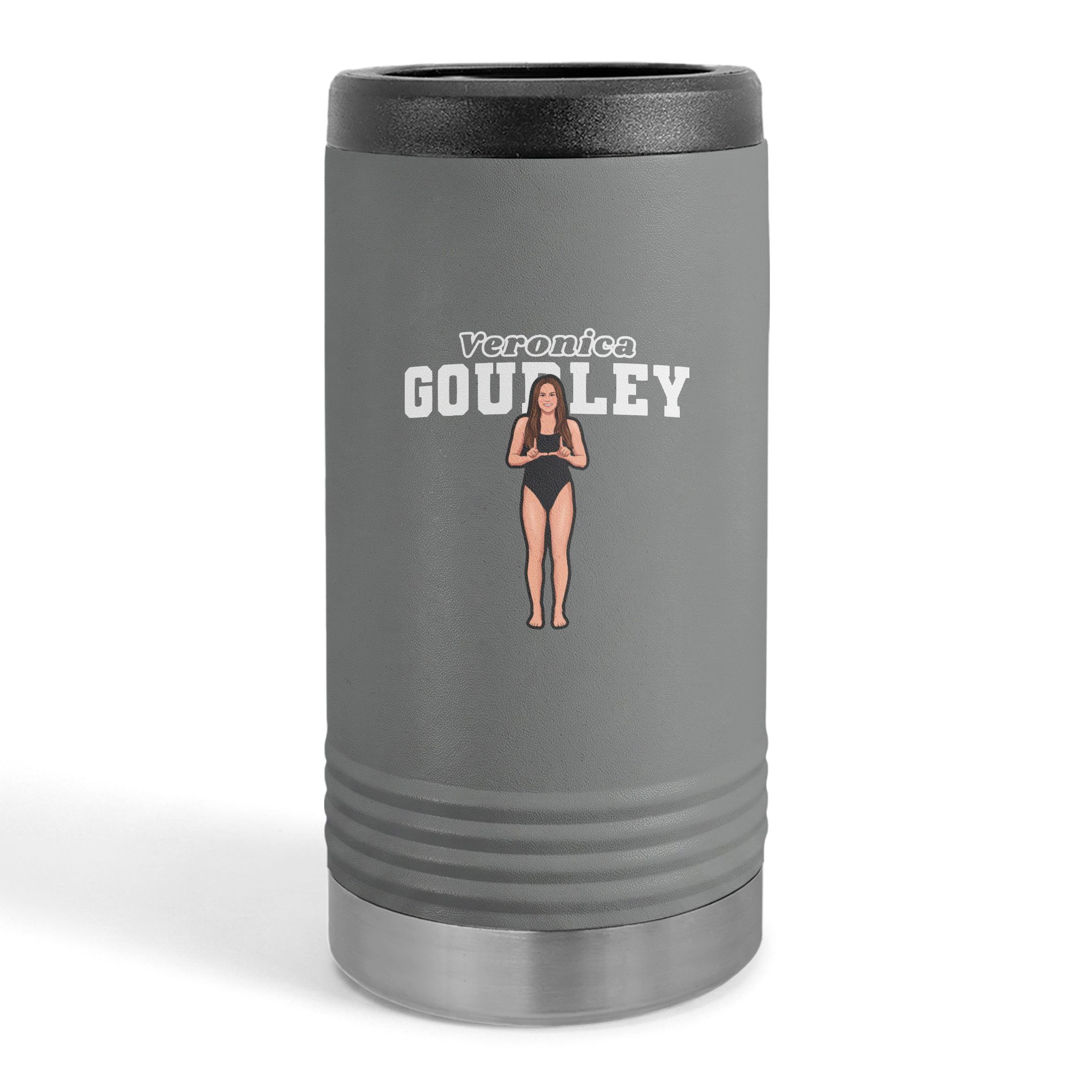 Slim Stainless Can Cooler — character_name_arch in Grey