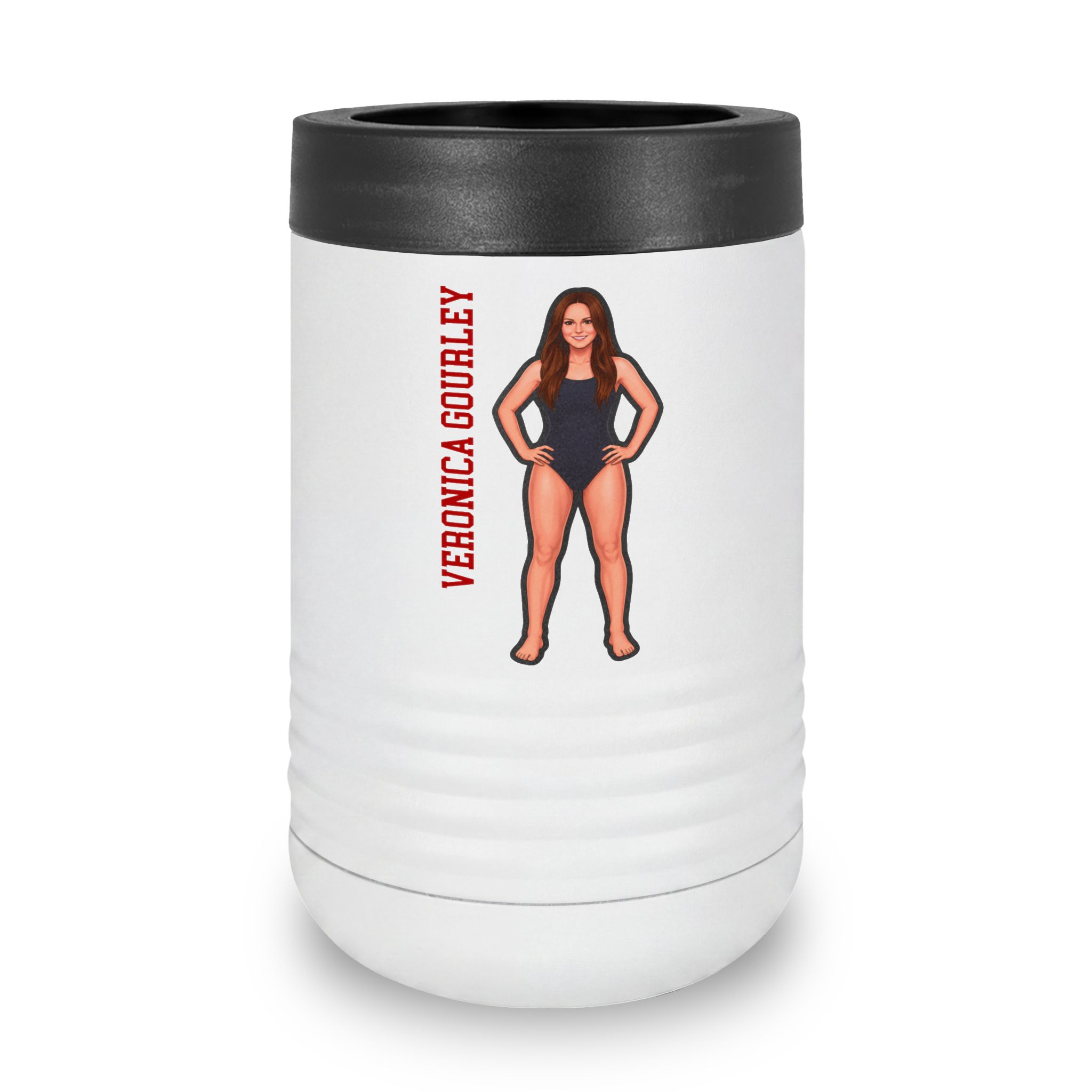 Stainless Can Cooler — character_name_vertical in White