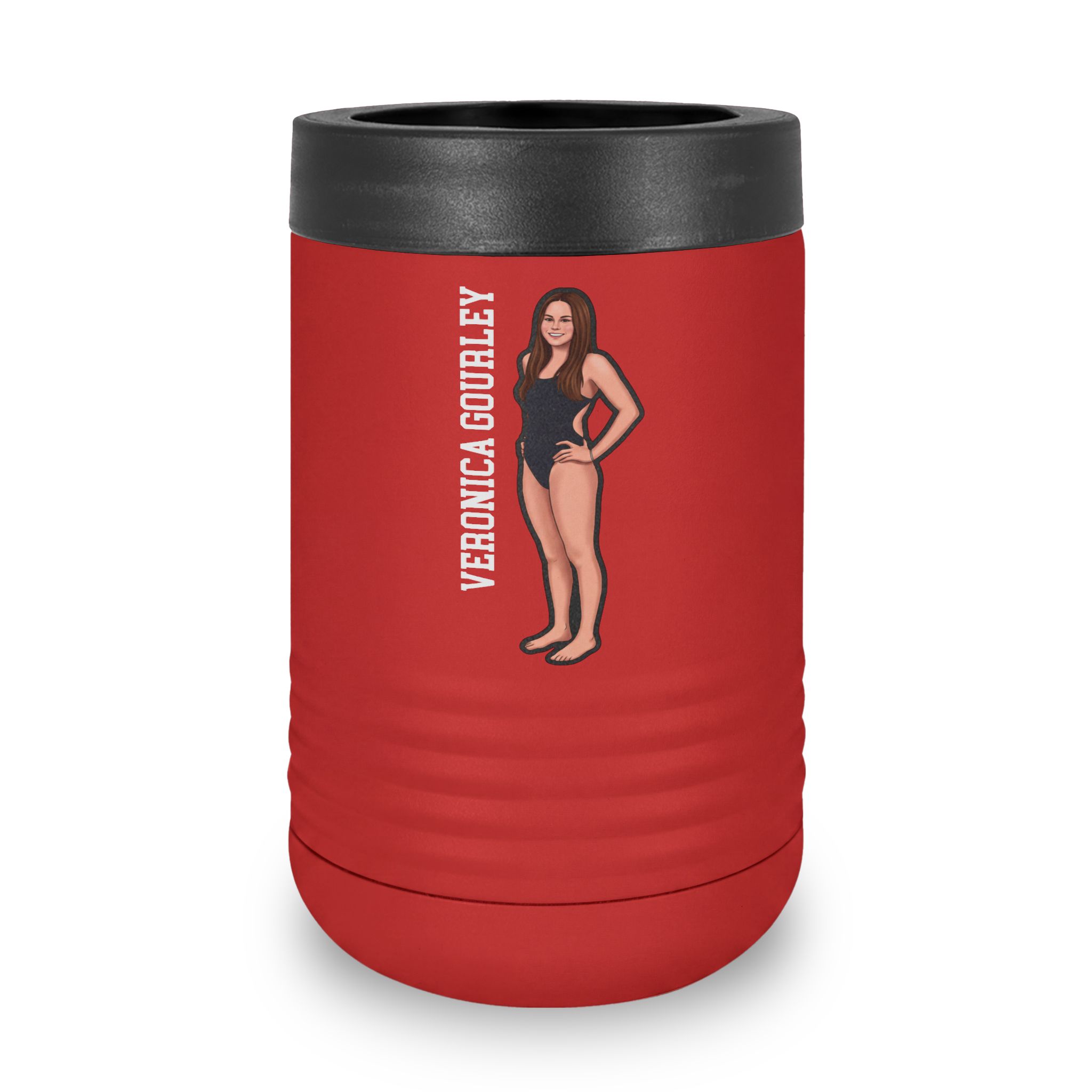Stainless Can Cooler — character_name_vertical in Red