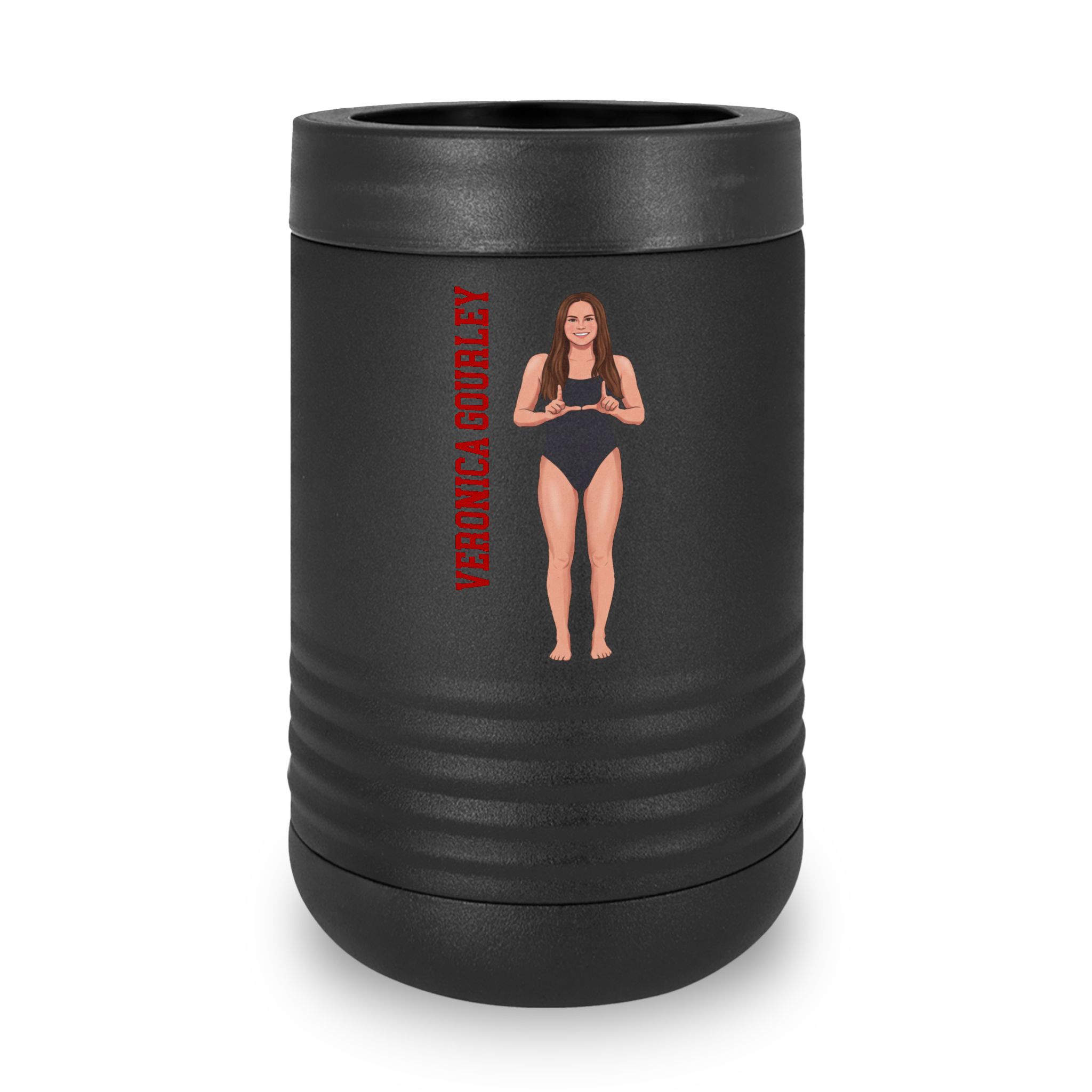 Stainless Can Cooler — character_name_vertical in Black