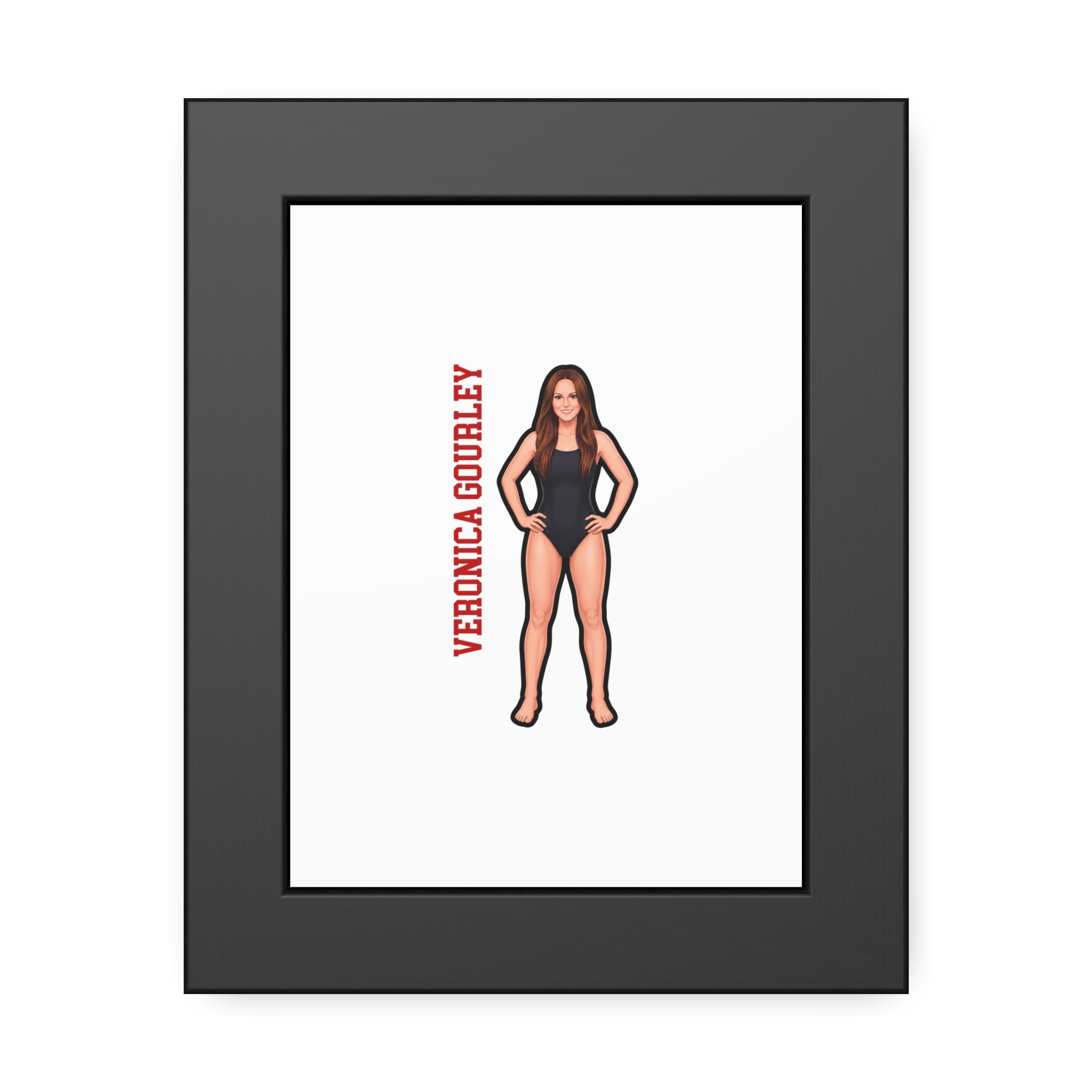 Framed Poster — character_name_vertical in Black
