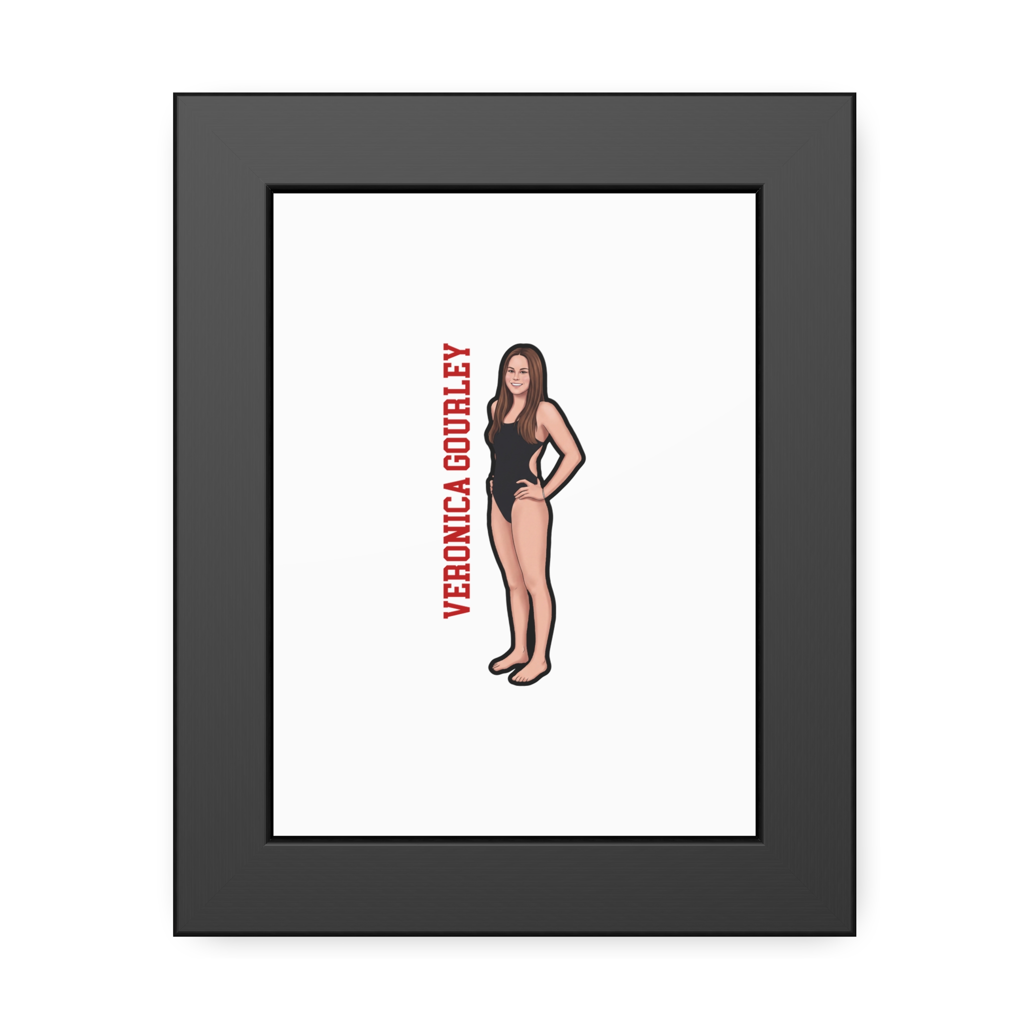 Framed Poster — character_name_vertical in Black